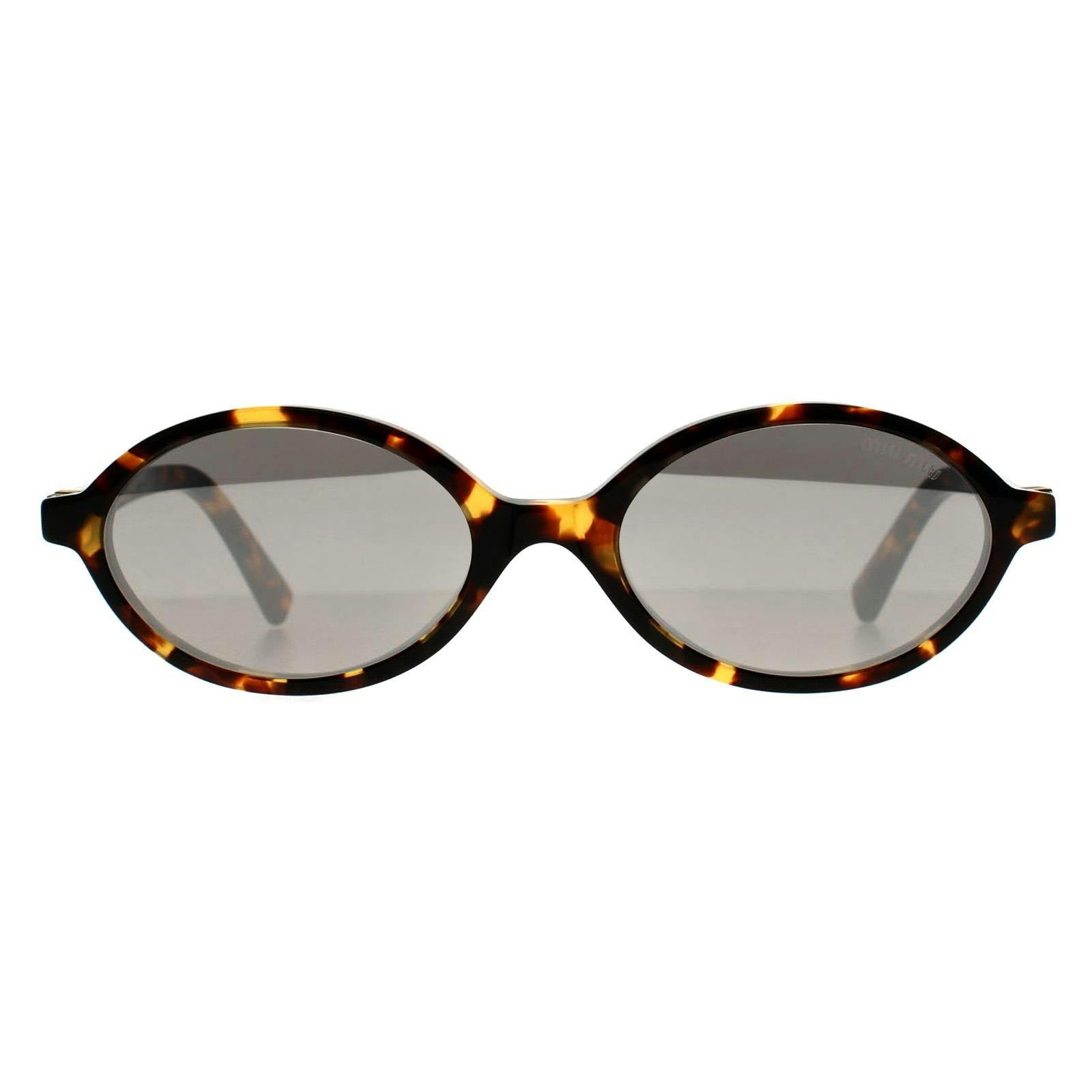 Miu Miu Women's Brown Oval Honey Havana Light Grey Silver Mirror Mu 04Zs In - Image 7