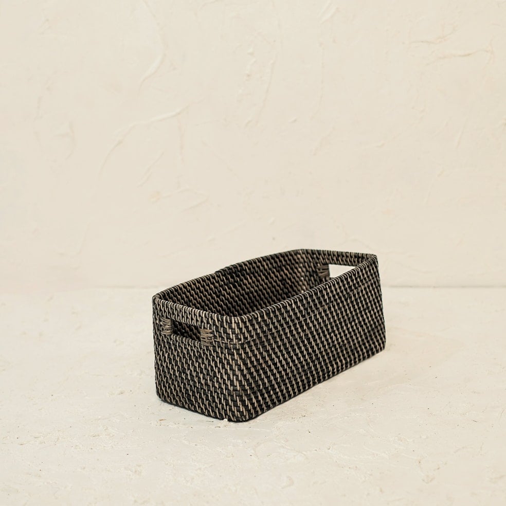 Rackhams Black Colourful Rattan Storage Baskets In 4 Colours - Long - Wash - One