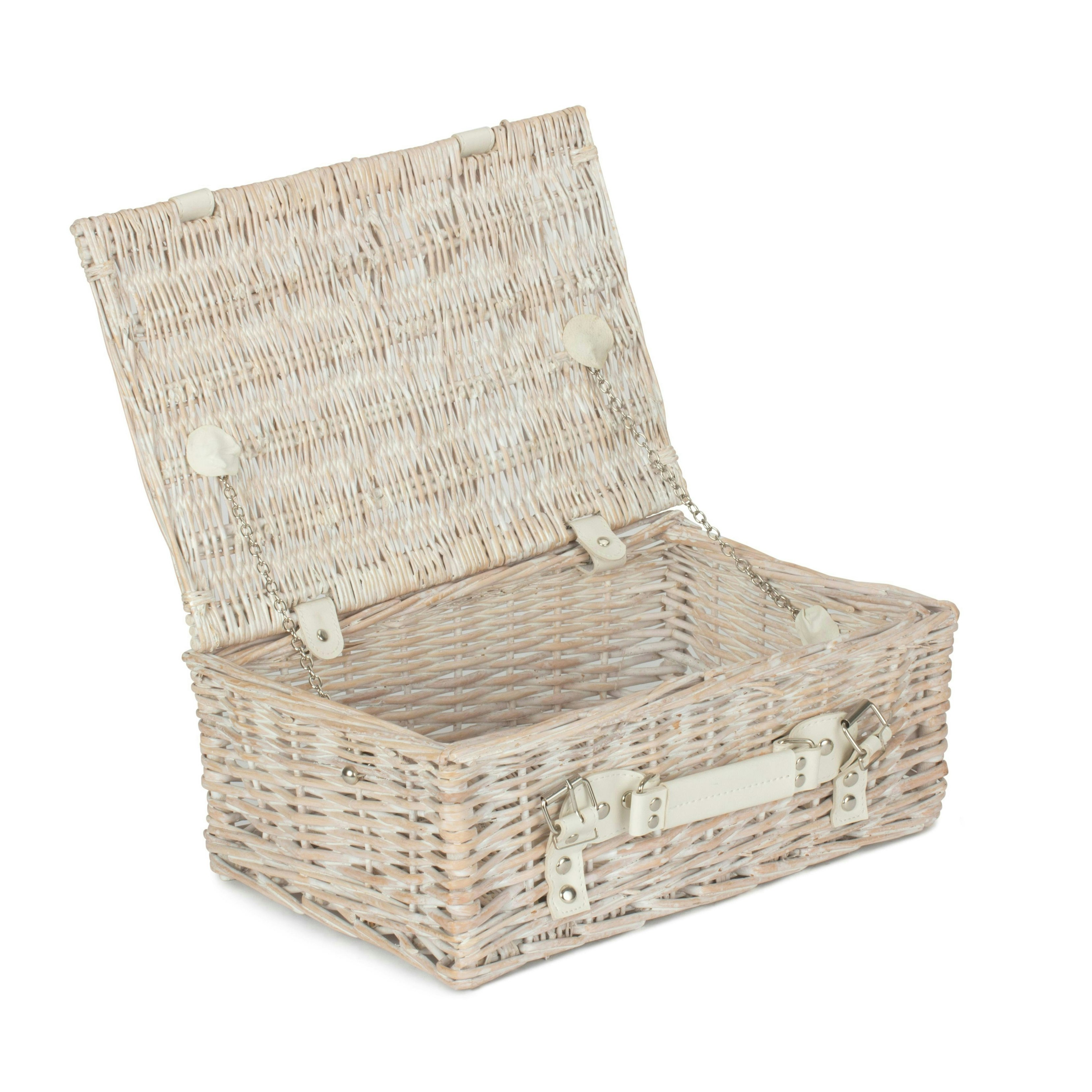 Rackhams White 36Cm Wash Willow Wicker Picnic Basket - Wicker - 1