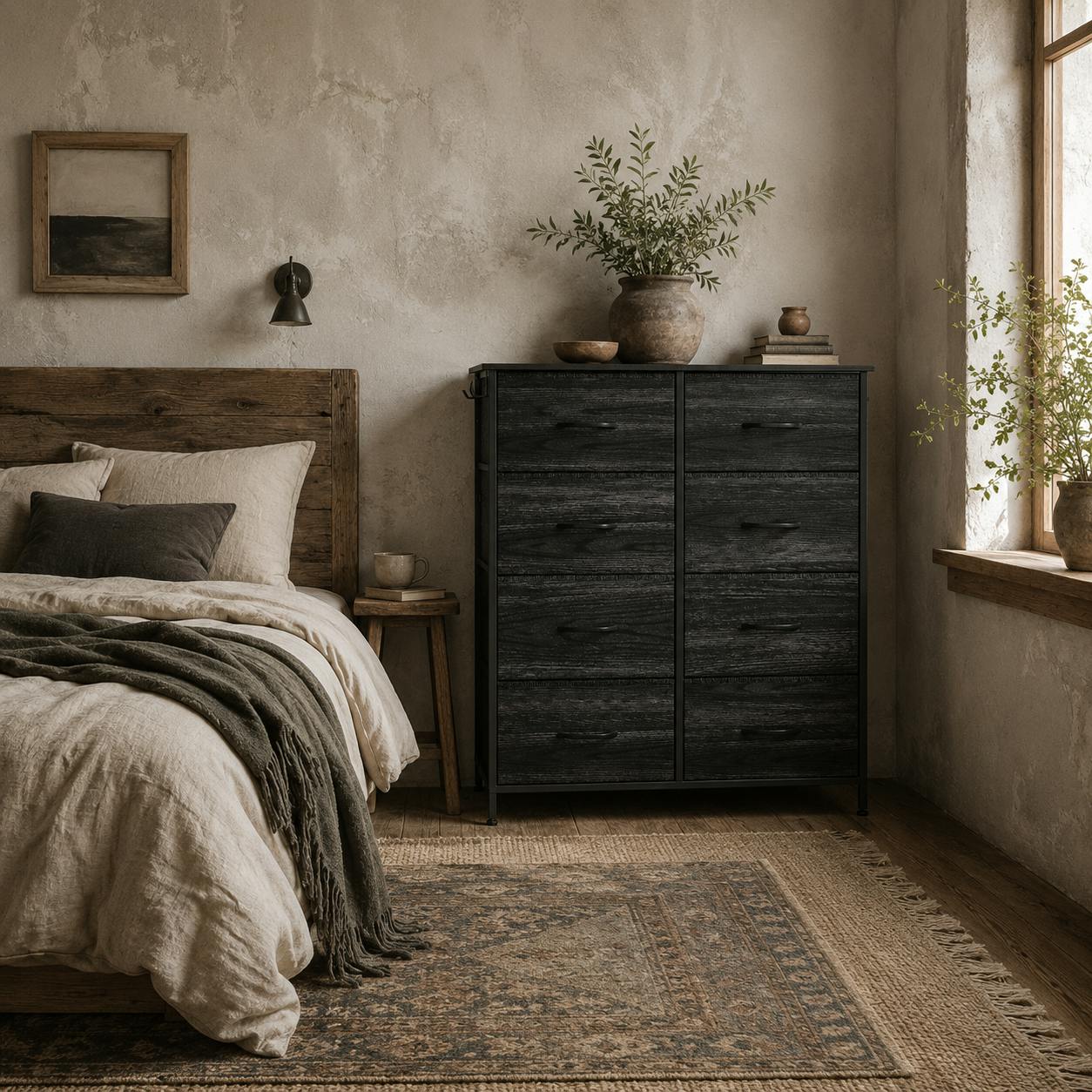 Wyld Haus Black Elzi Fabric And Metal 8 Drawer Storage Chest
