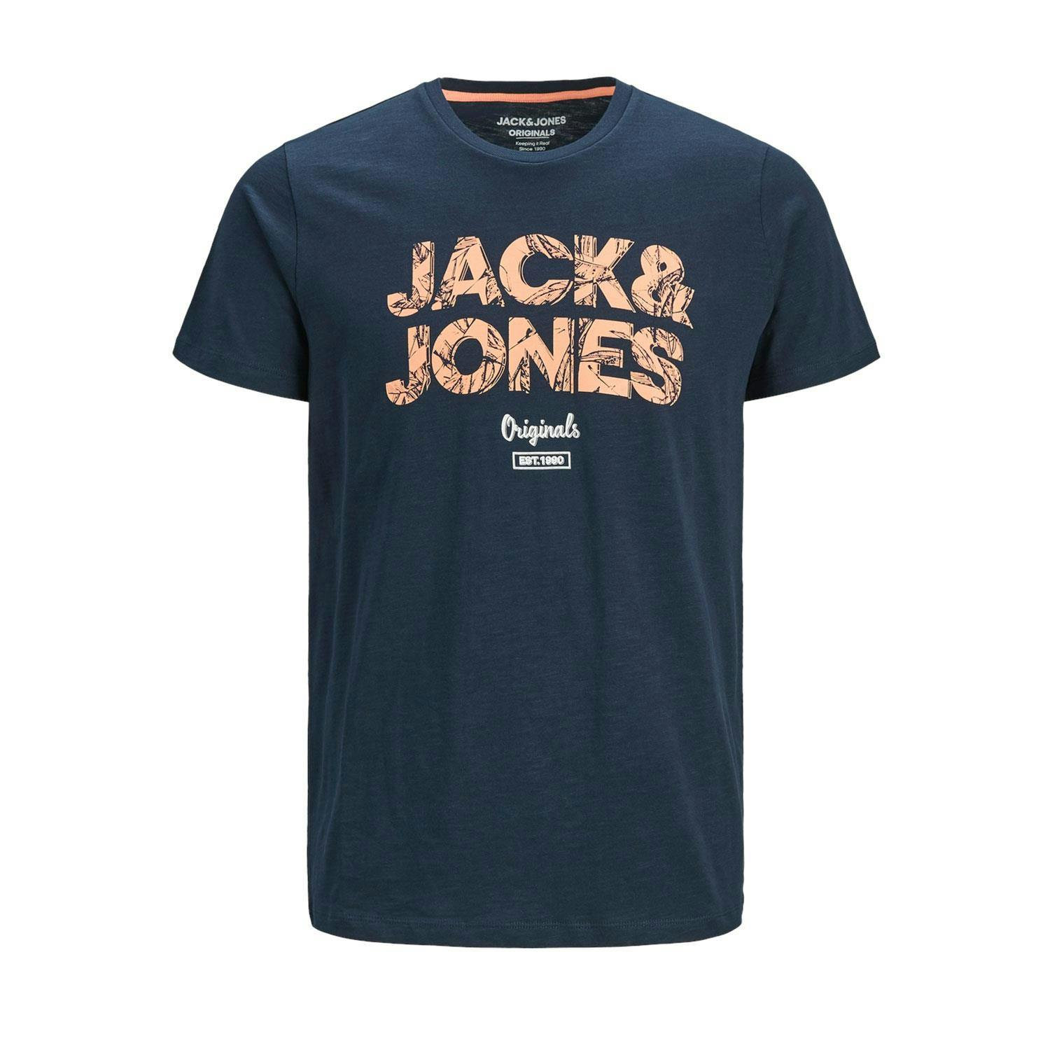 Jack & Jones Men's Navy Cotton T-Shirt Crew Neck Casual Tee, Size S - S