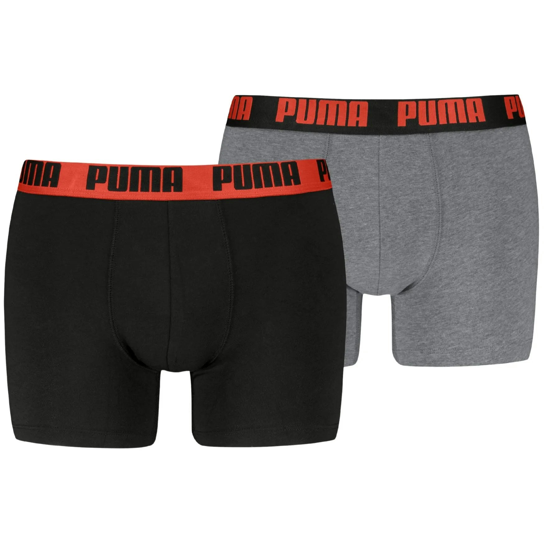 Puma Men's Black/Grey/Red 2-Pack Basic Boxer Briefs, / W/ Fierce - Xl