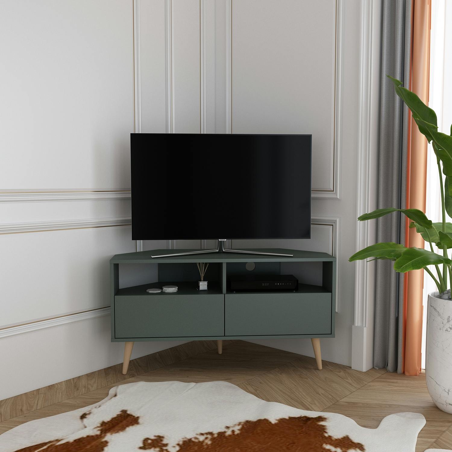 Decorotika Aura Corner Tv Unit - Silva Green - Image 3