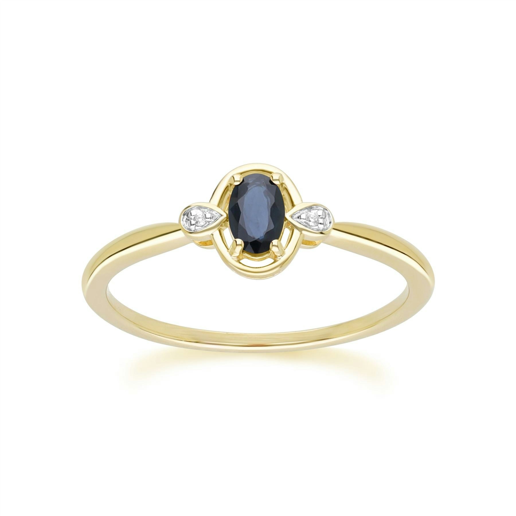 Gemondo Yellow/Gold Classic Oval Sapphire & Round Diamond Ring In 9Ct - N