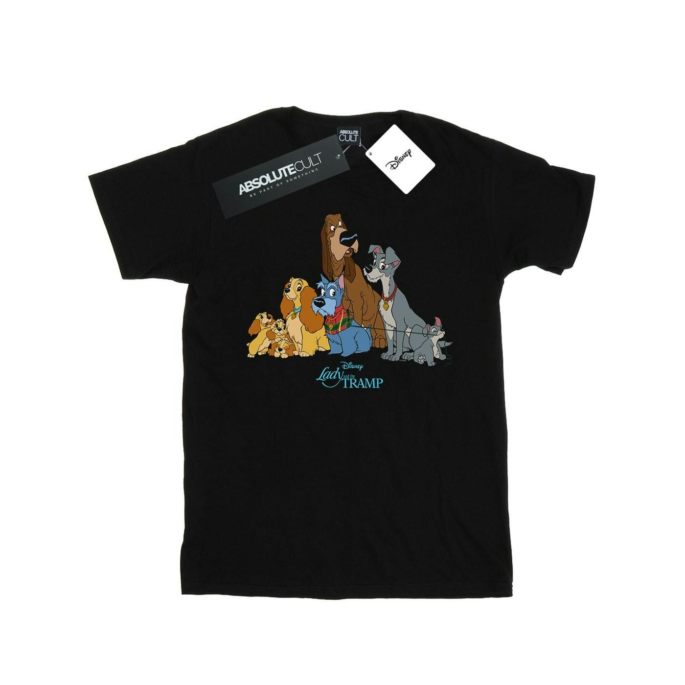 Disney Men's Black Lady And The Tramp Classic Group T-Shirt - Medium