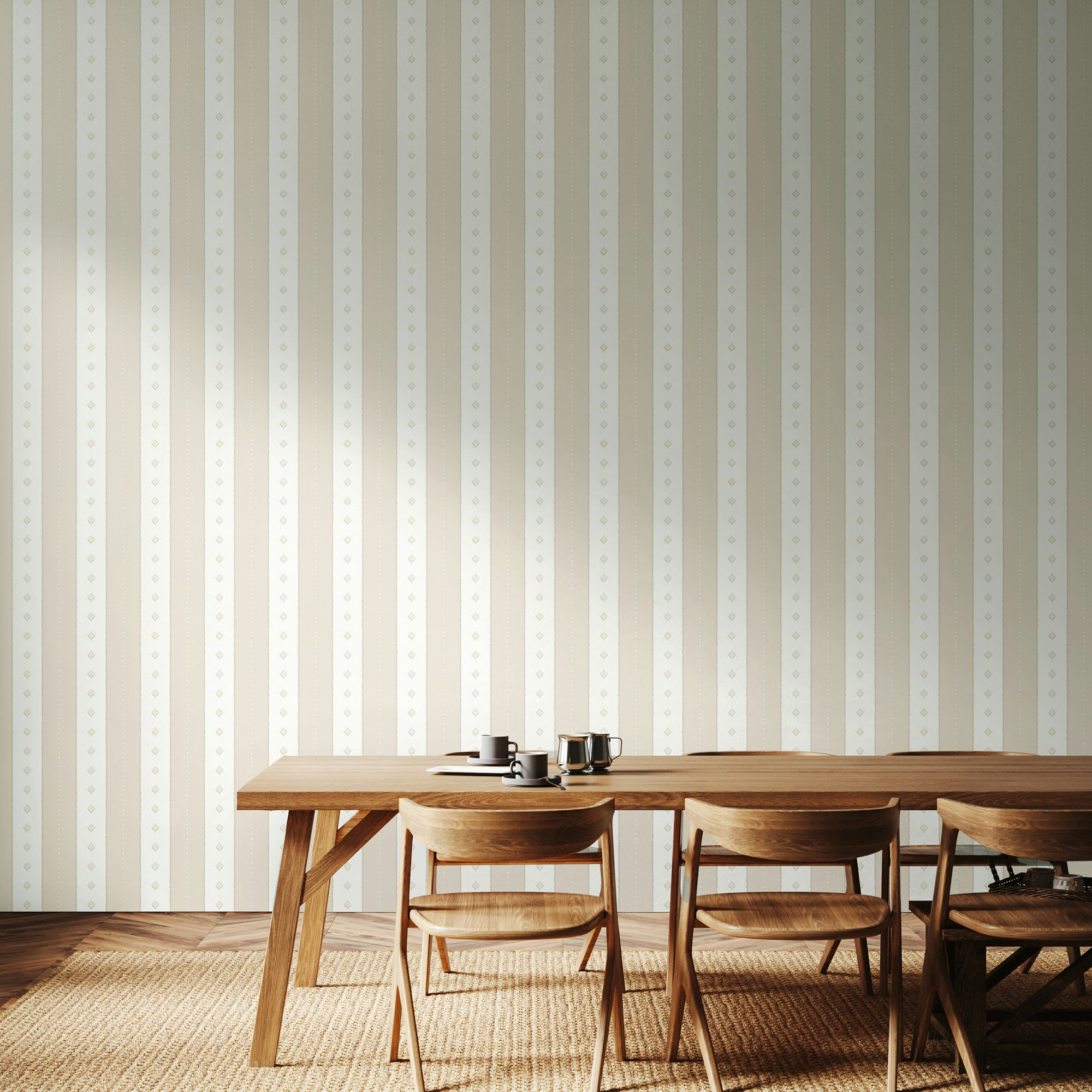 Photos - Wallpaper Rackhams Decorative Stripe - Linen & Stone 10m