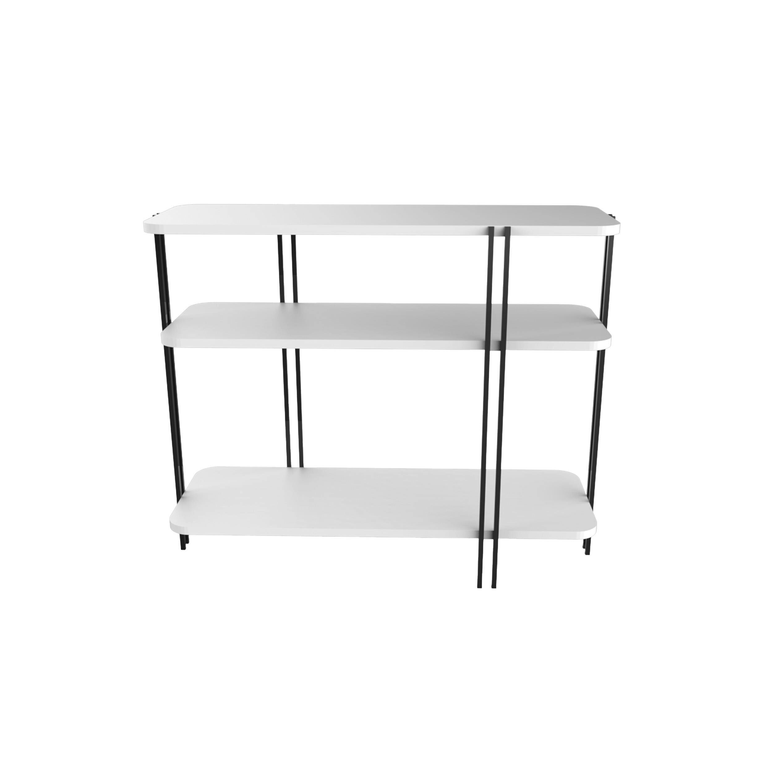Rackhams White Notus 3 Tier Open Console Table With Metal Frame