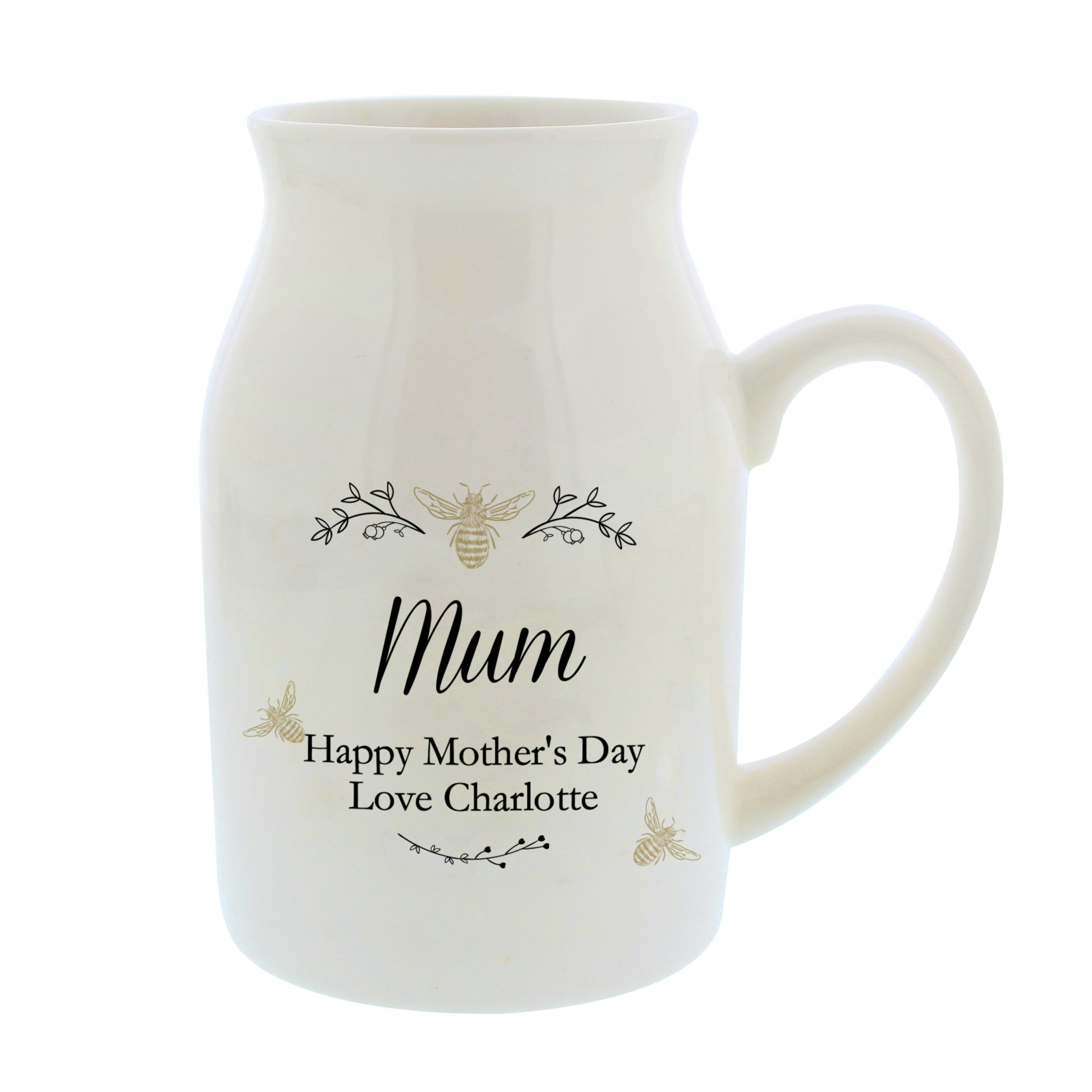 Rackhams Personalised Floral Bee Flower Jug Vase