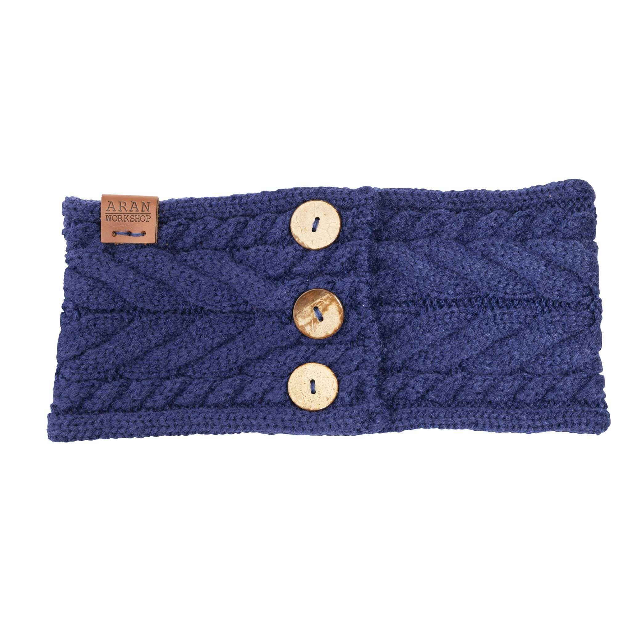 Aran Traditions Dark Aran Button Headband - Navy