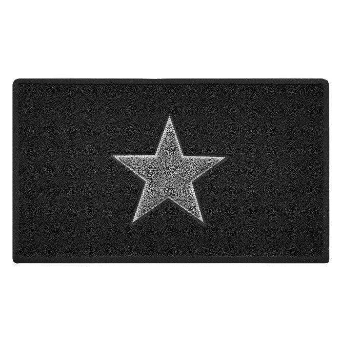 Rackhams Black Inlay Star Doormat - Clearance - 75Cm X 44Cm