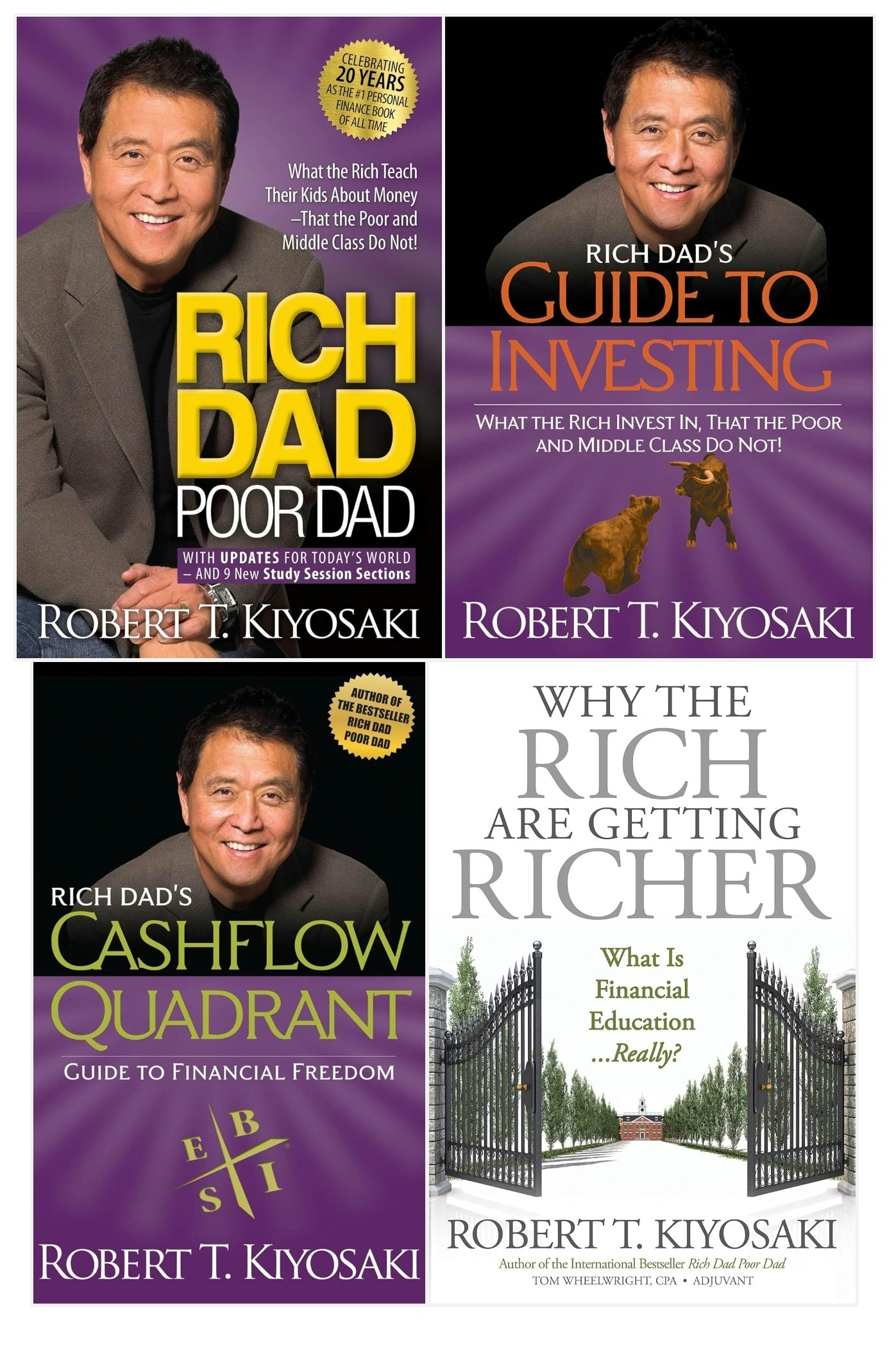 Plata Publishing Robert T. Kiyosaki 4 Books Collection Set (Rich Dad Poor Dad, Cashflow Quadrant, Guide To Investing, Why The Rich Are Getting Richer)