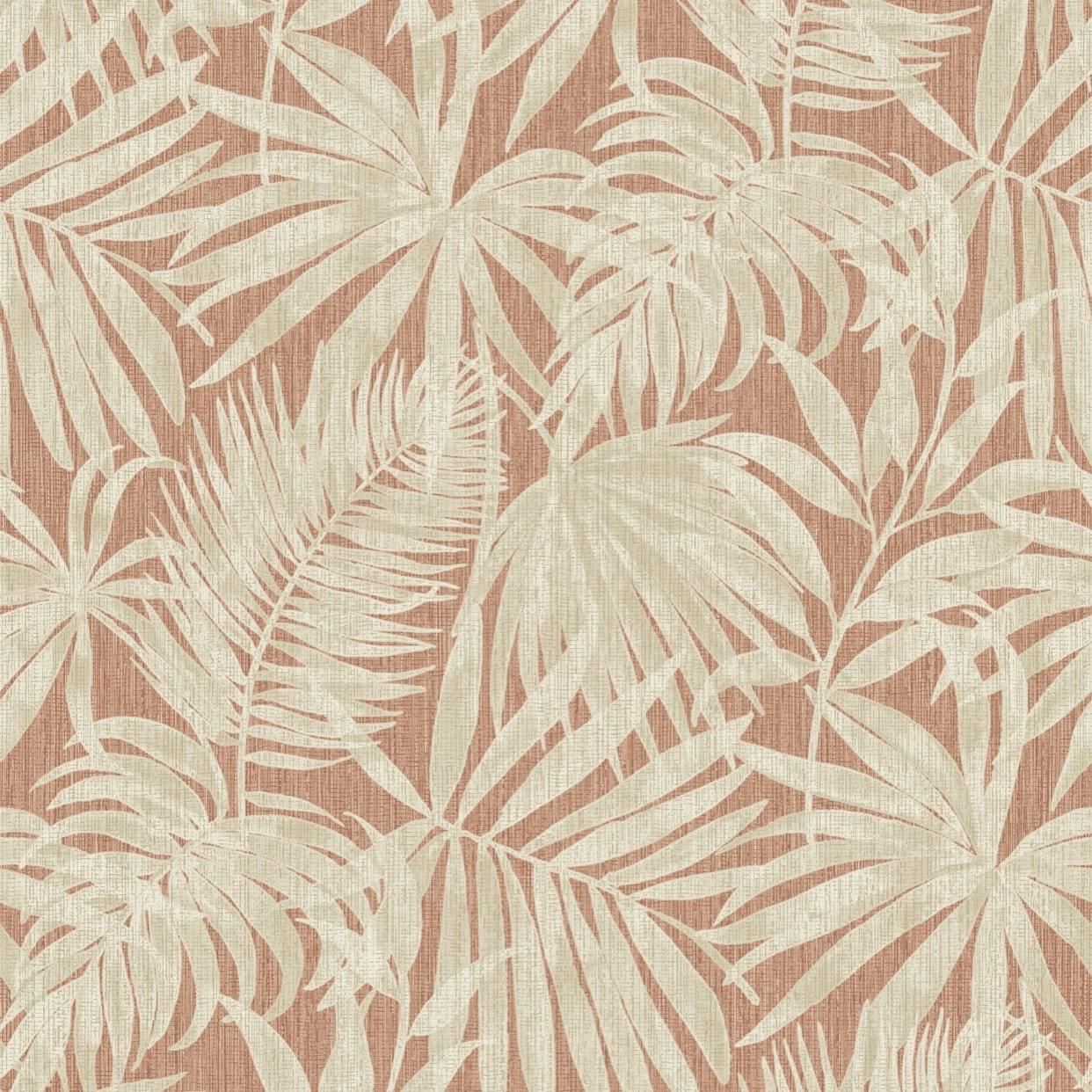 Rackhams Beige Boutique Tropical Palm Leaf Pvc-Free Eco Wallpaper, Rust