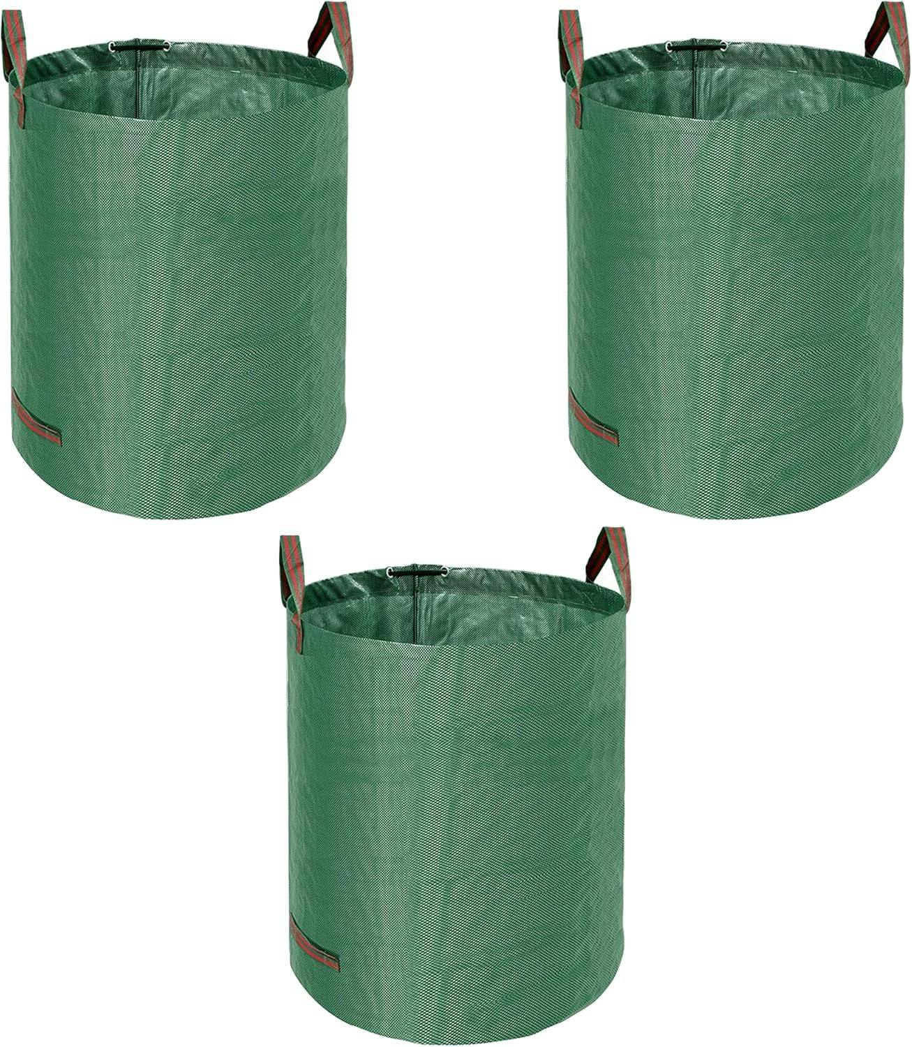 Rackhams Green Heavy Duty Garden Waste Bags - Large Garden Bag With Handles - Waterproof Rubbish Refuse Sacks - Pack Of 3 (Green) - 500L