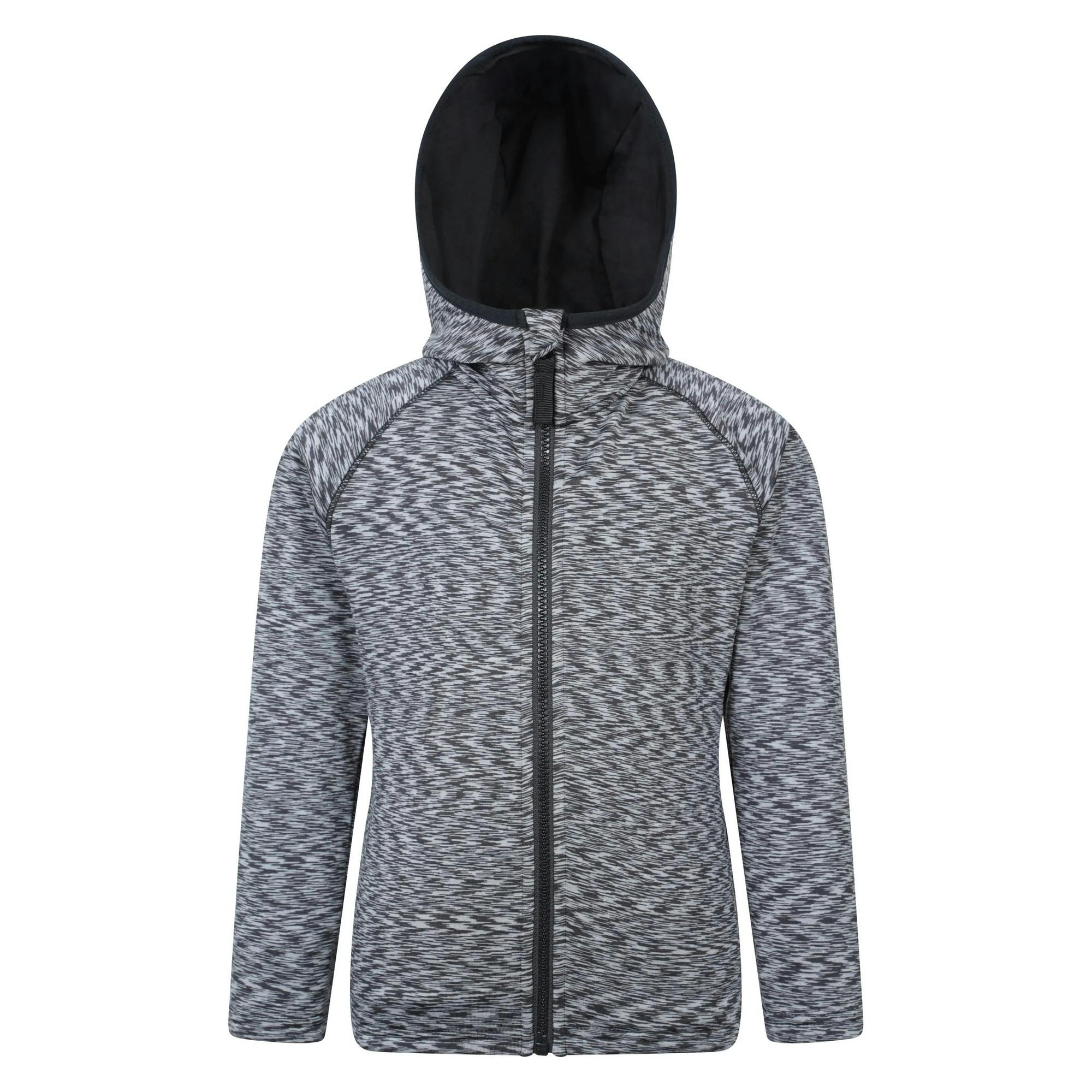 Mountain Warehouse Black Kids Marathon Stripe Full Zip Hoodie - 13 Years - 93% Polyester/7% Elastane