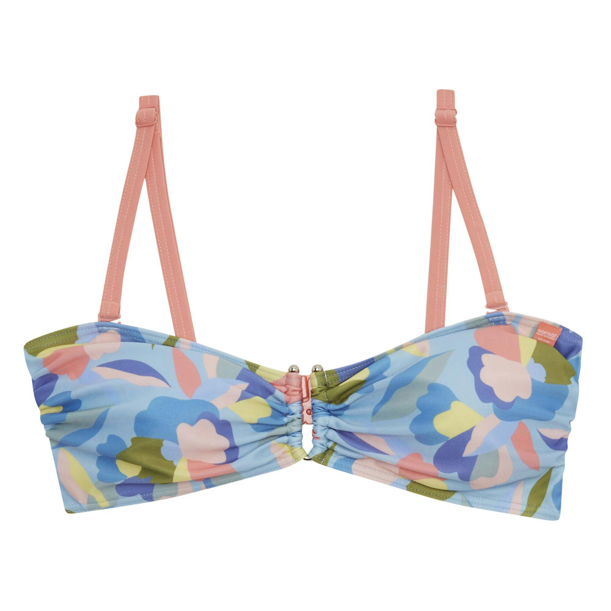 Regatta Women's Blue / Aceana Iii Abstract Floral Bikini Top - 14 Uk - 85% Polyester/15% Elastane