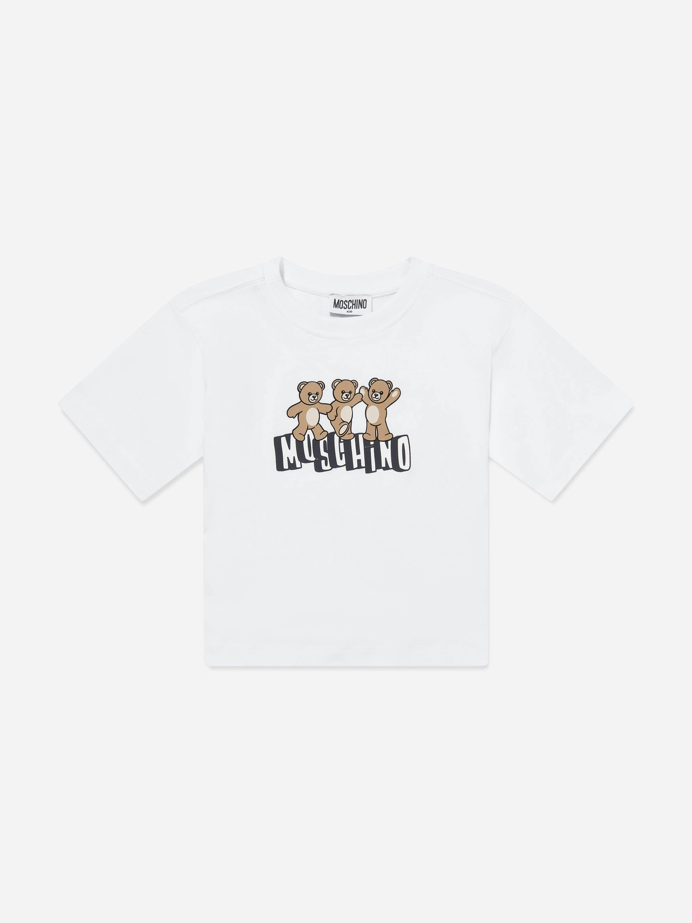 Moschino Kids Unisex Kids White Teddy Bear Logo T-Shirt In - 6 Yrs