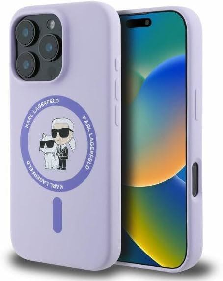 Karl Lagerfeld Purple Silicone Karl And Choupette Hardcase With Magsafe For Iphone 16 Pro Max 6.9" - Klhmp16xscmkcrhu