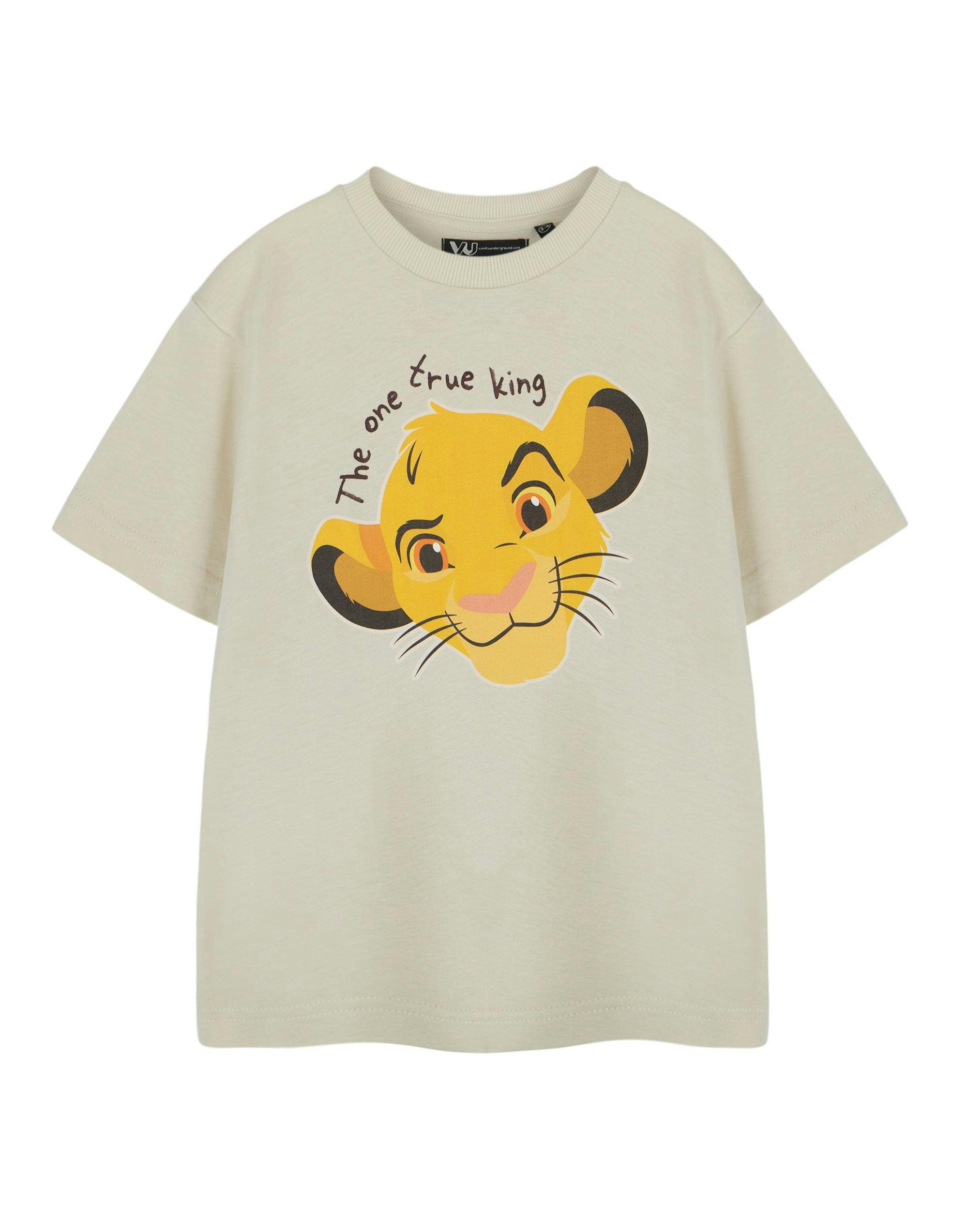 Vanilla Underground Unisex Beige Disney The Lion King Kids The One True King Short Sleeved T-Shirt - 3-4 Years