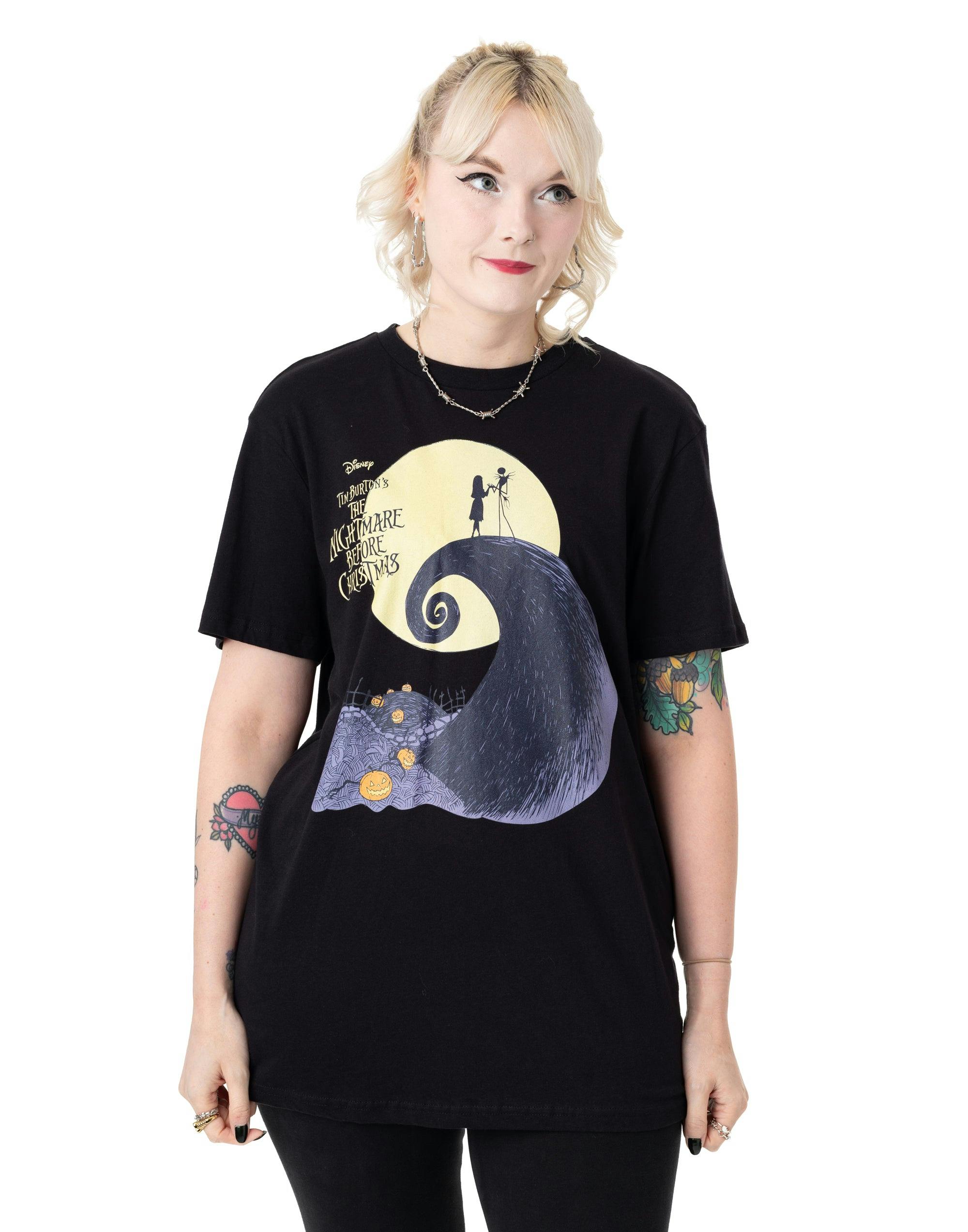 Vanilla Underground Unisex Black Disney The Nightmare Before Christmas Moon Short Sleeved T-Shirt - Large