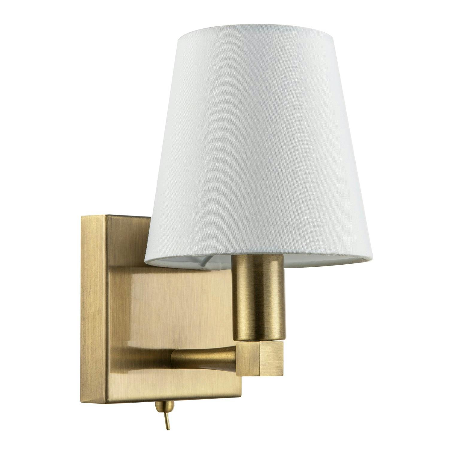 Happy Homewares Light Sleek Bedside Wall In Antique Brass With Toggle Switch And Shade