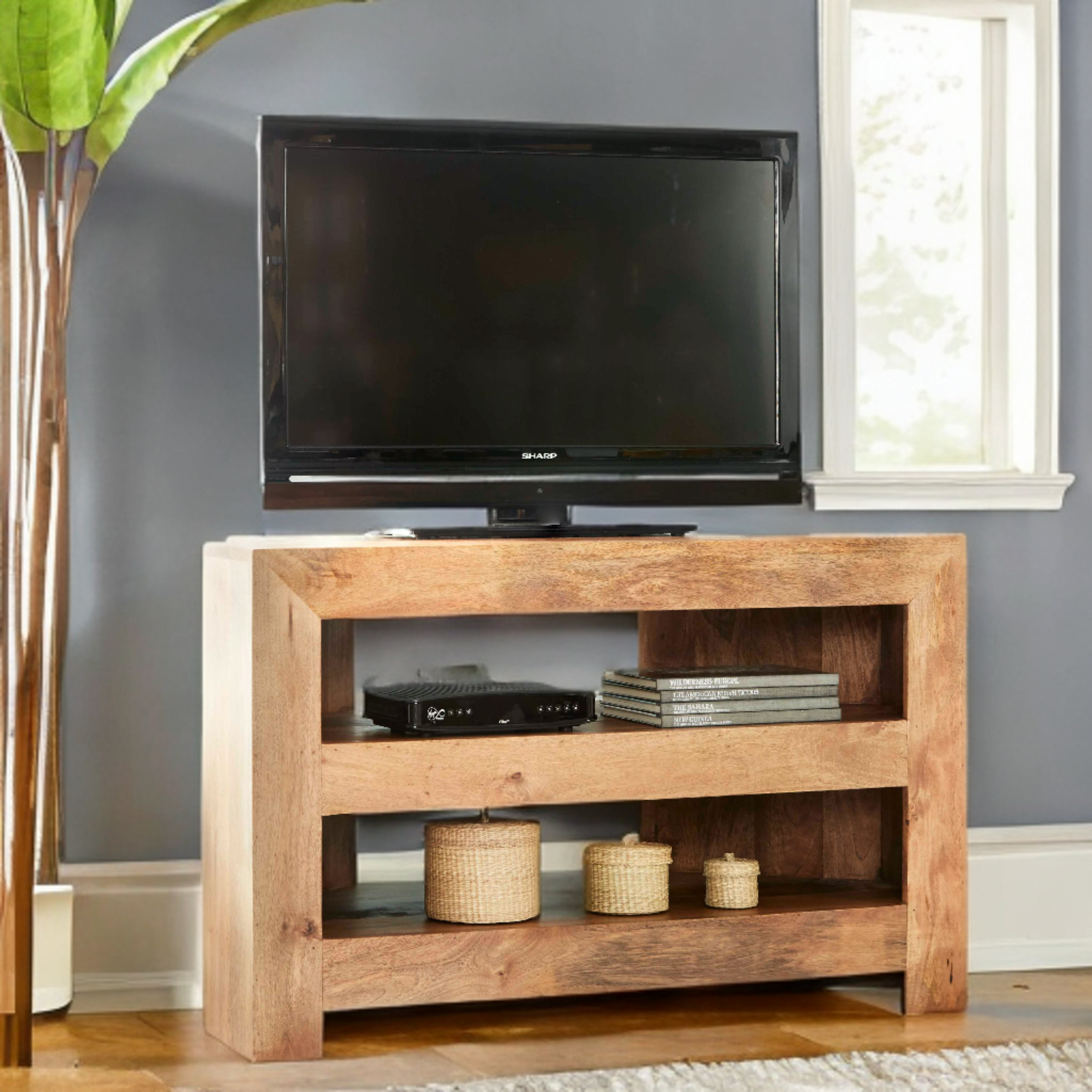 Ih Design Light Logan Mango Corner Tv Cabinet - 100 Cm - 65 Cm - Wood