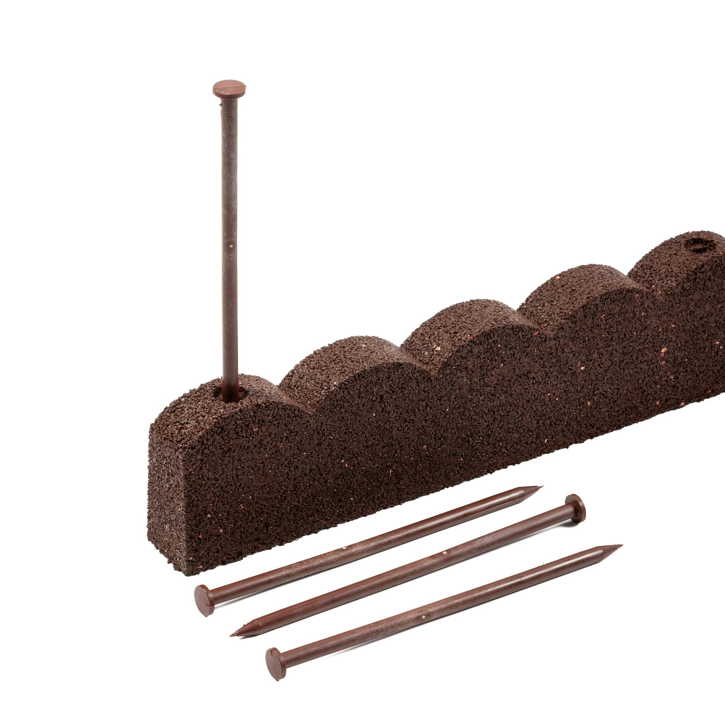 Rackhams Brown Recycled Rubber Scallop Garden Edging Border - Pack Of 20