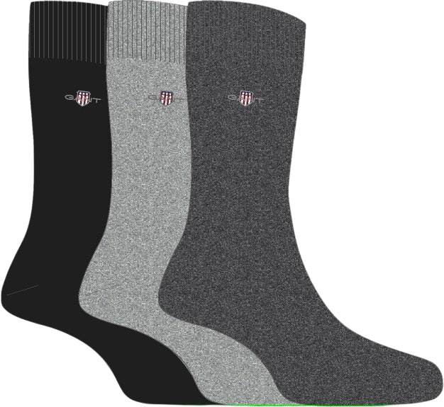 Gant Black/Grey 3-Pack Shield Logo Socks, Combo - Eur 43-45