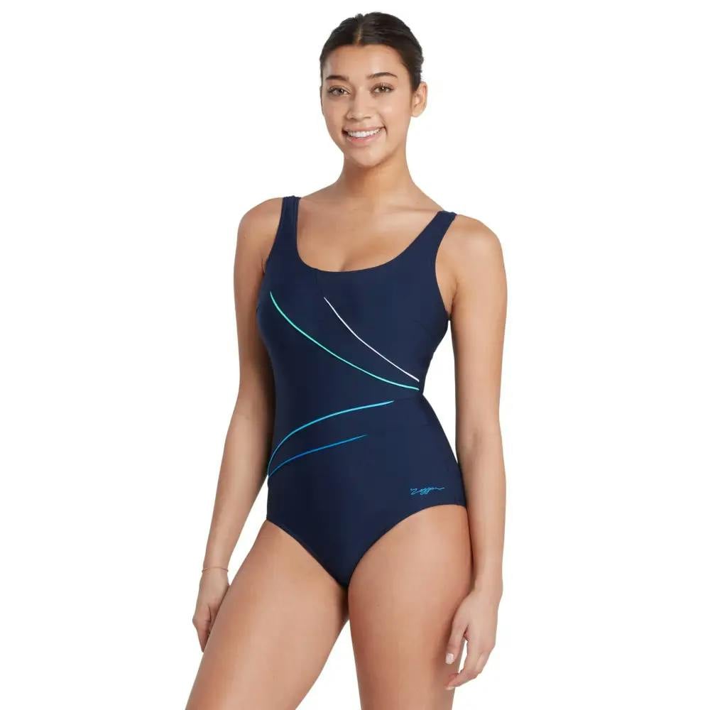 Zoggs Blue Macmasters Scoopback Swimsuit - Navy/Blue/Mint - Uk Size 24