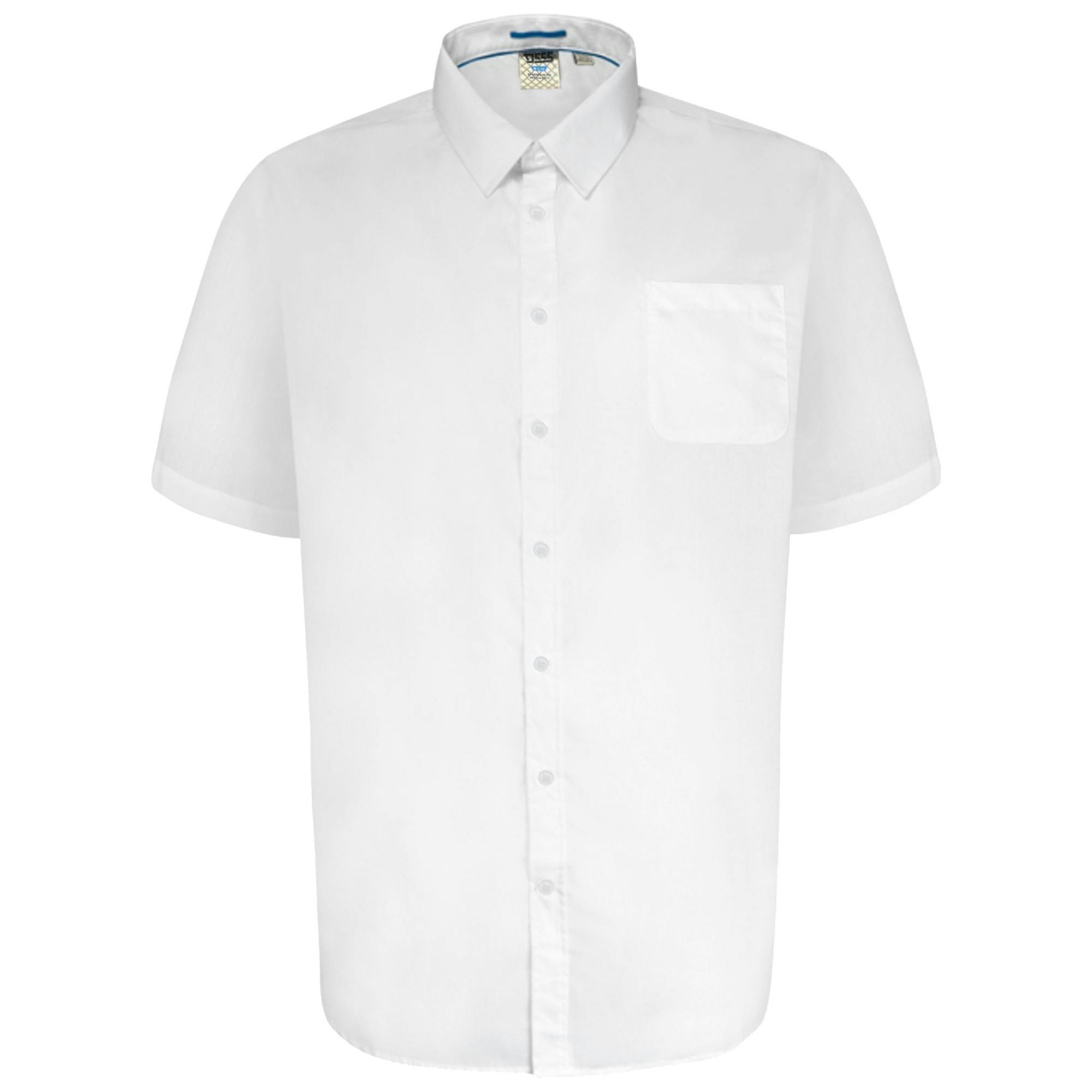 Duke Men's White D555 Delmar Kingsize Short-Sleeved Shirt - 10XL - 65% Polyester/35% Cotton