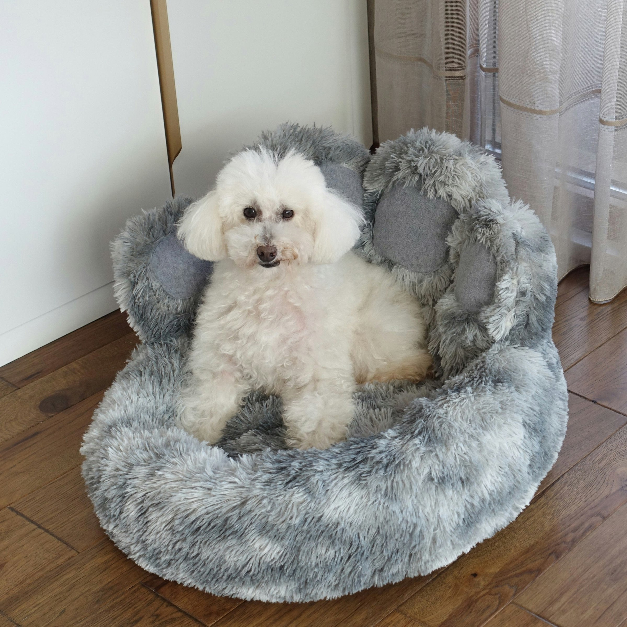 Snug And Cosy Pets Grey Anxiety Relieving Calming Dog Bed Paw - L - 90 X 24Cm