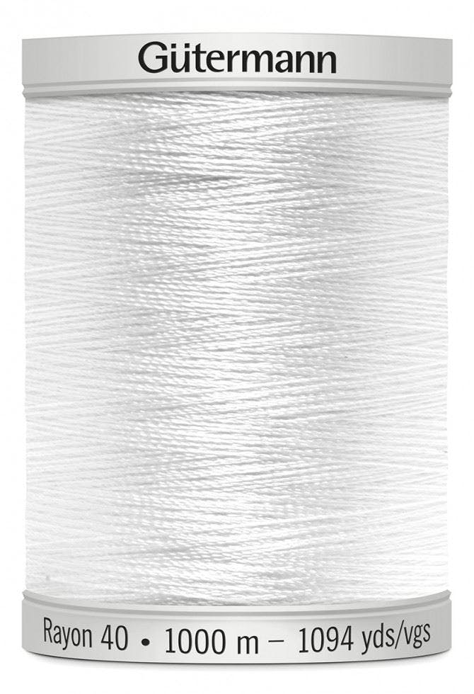 Gutermann No 40 Sulky Rayon Embroidery Thread 1000M Rayon Thread Suitable For Embroidery - 1001 - 1000 Metres