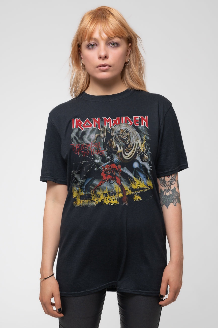 Paradiso Clothing Unisex Black Iron Maiden Number Of The Beast T Shirt - Xl