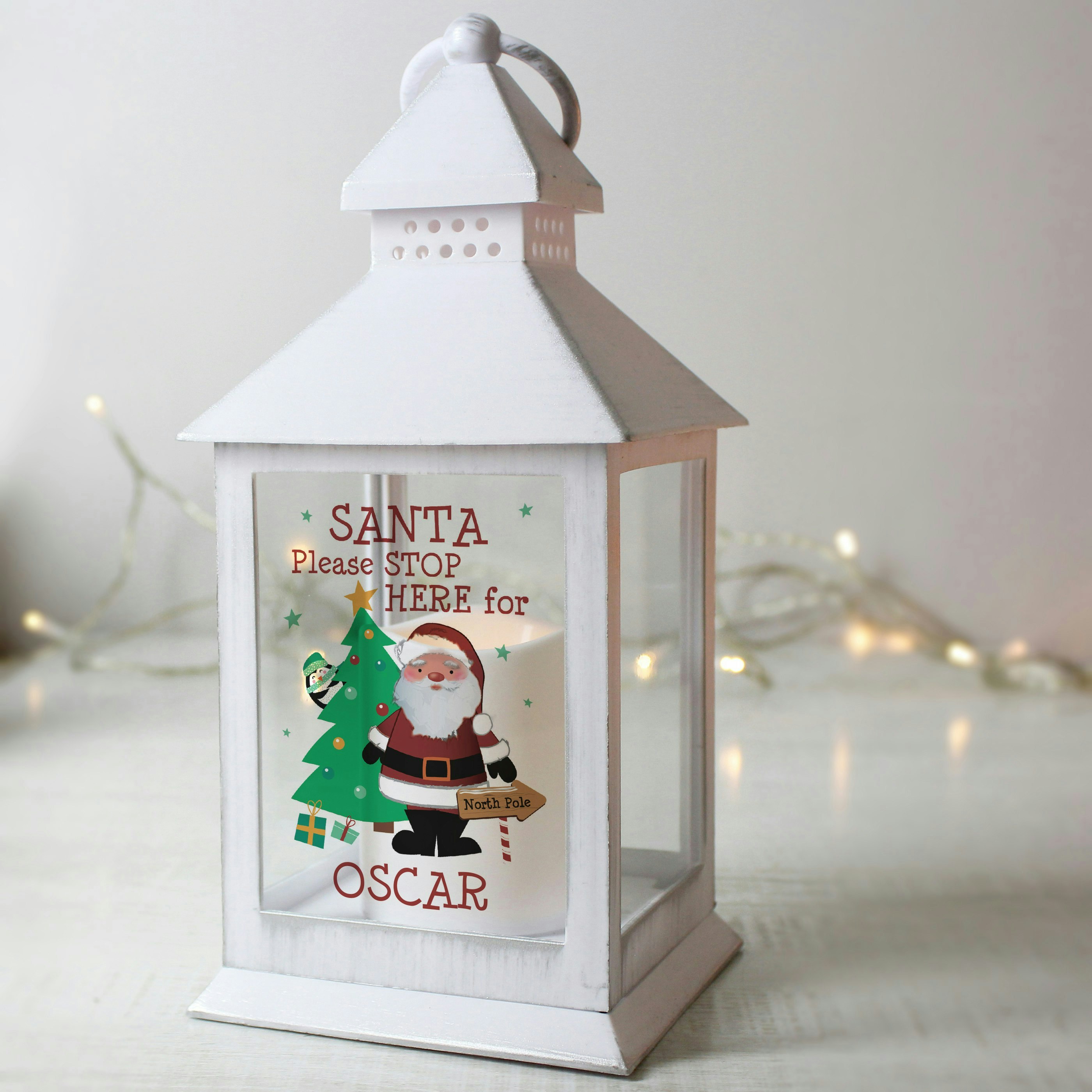 Personalised Memento Company White Personalised Santa Lantern