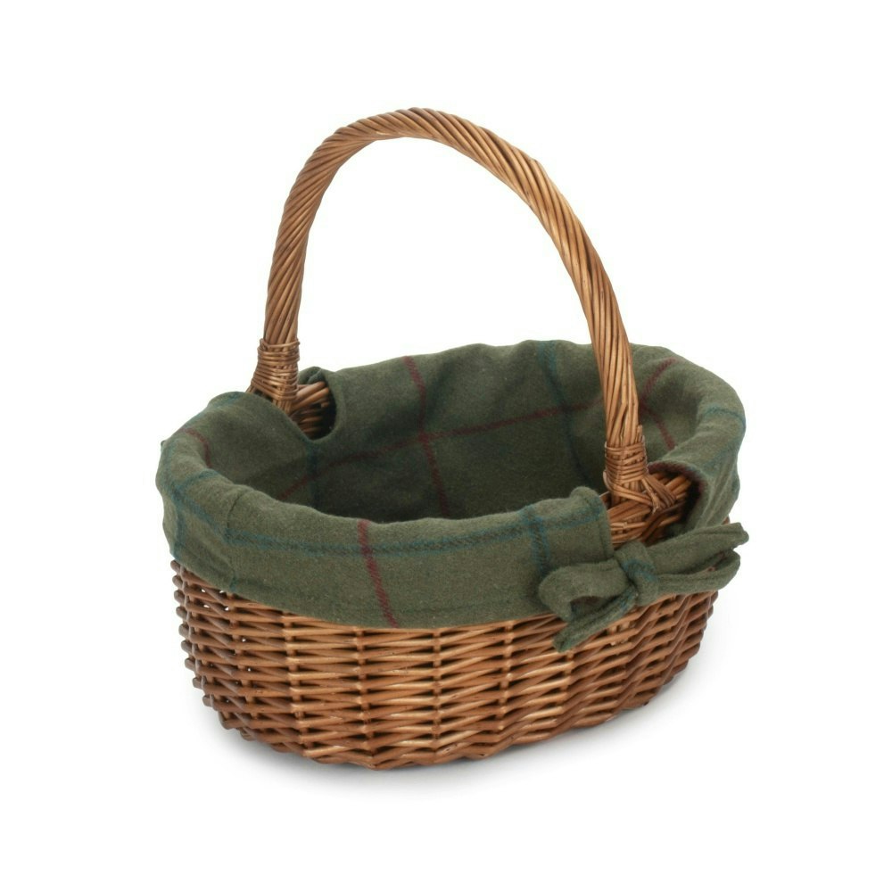 Rackhams Green Double Steamed Oval Wicker Shopping Basket
