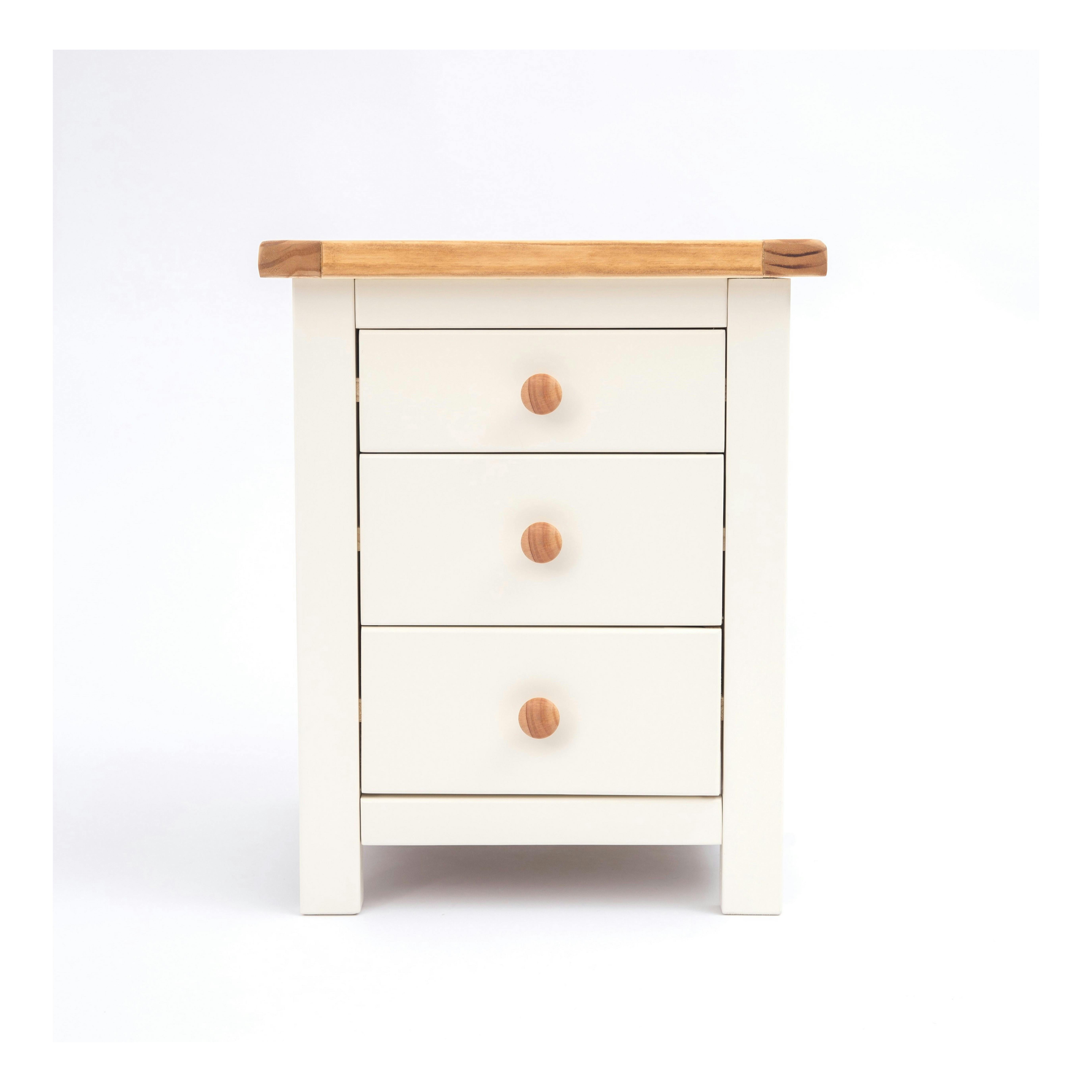 Cabinet Bits Maggiori 3 Drawer Bedside Cabinet - White / Wood Knob - Image 3
