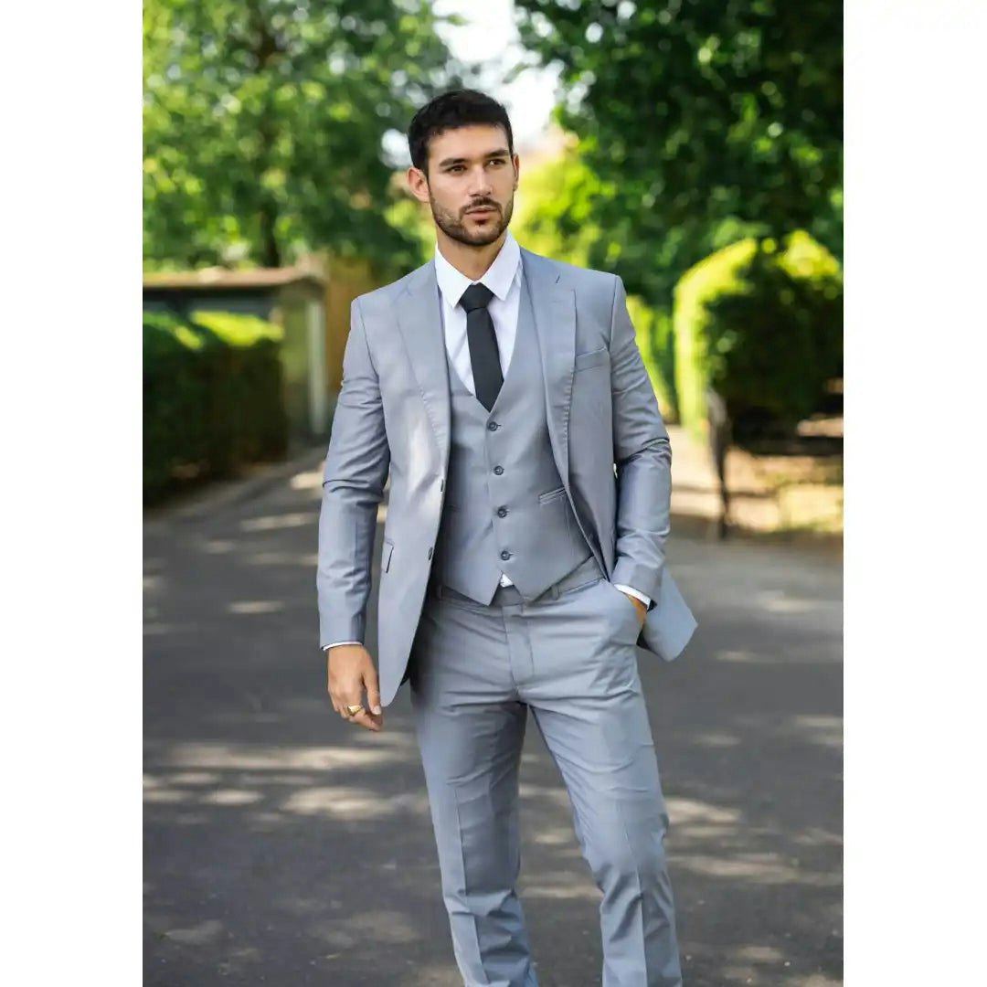Truclothing Men's Grey Im30 - 3 Piece Stitch Lapel Formal Suit - 48" Jacket 42" Trousers