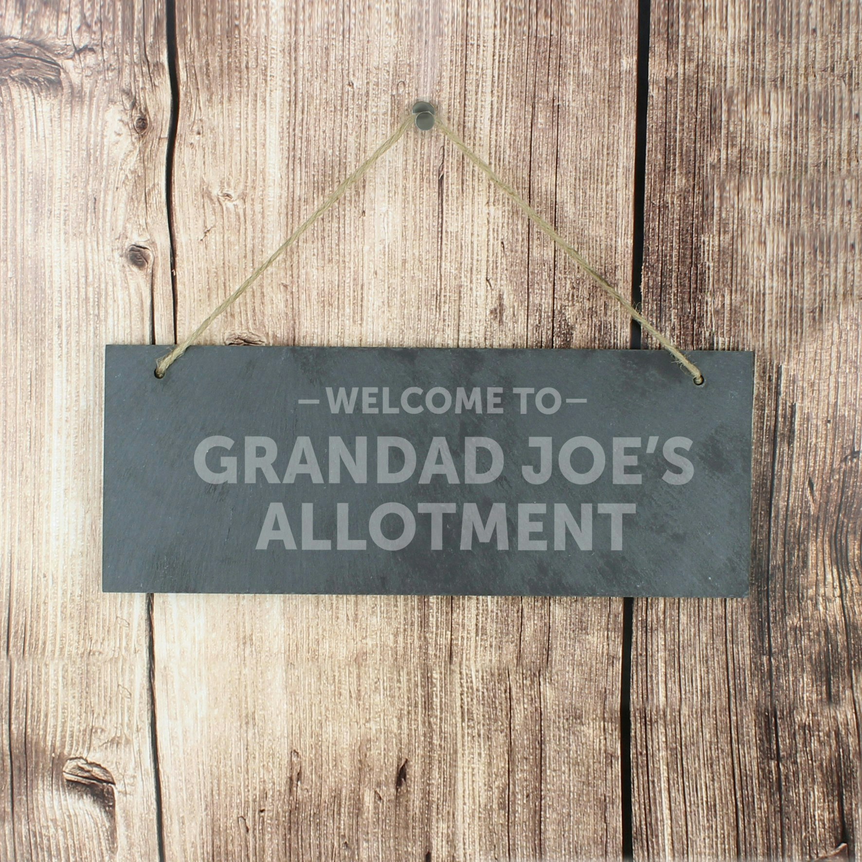 Rackhams Gold Personalised Welcome To... Hanging Slate Plaque