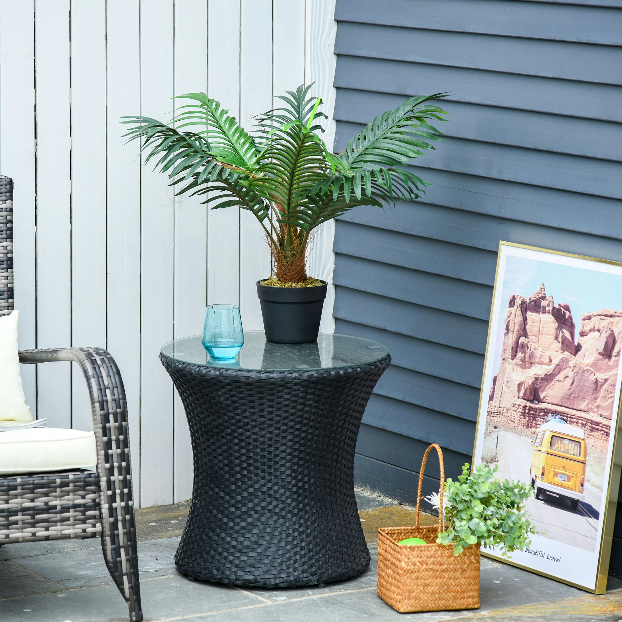 Outsunny Green 60Cm/2Ft Artificial Palm Tree Fake Plant In Pot - 17 - 1