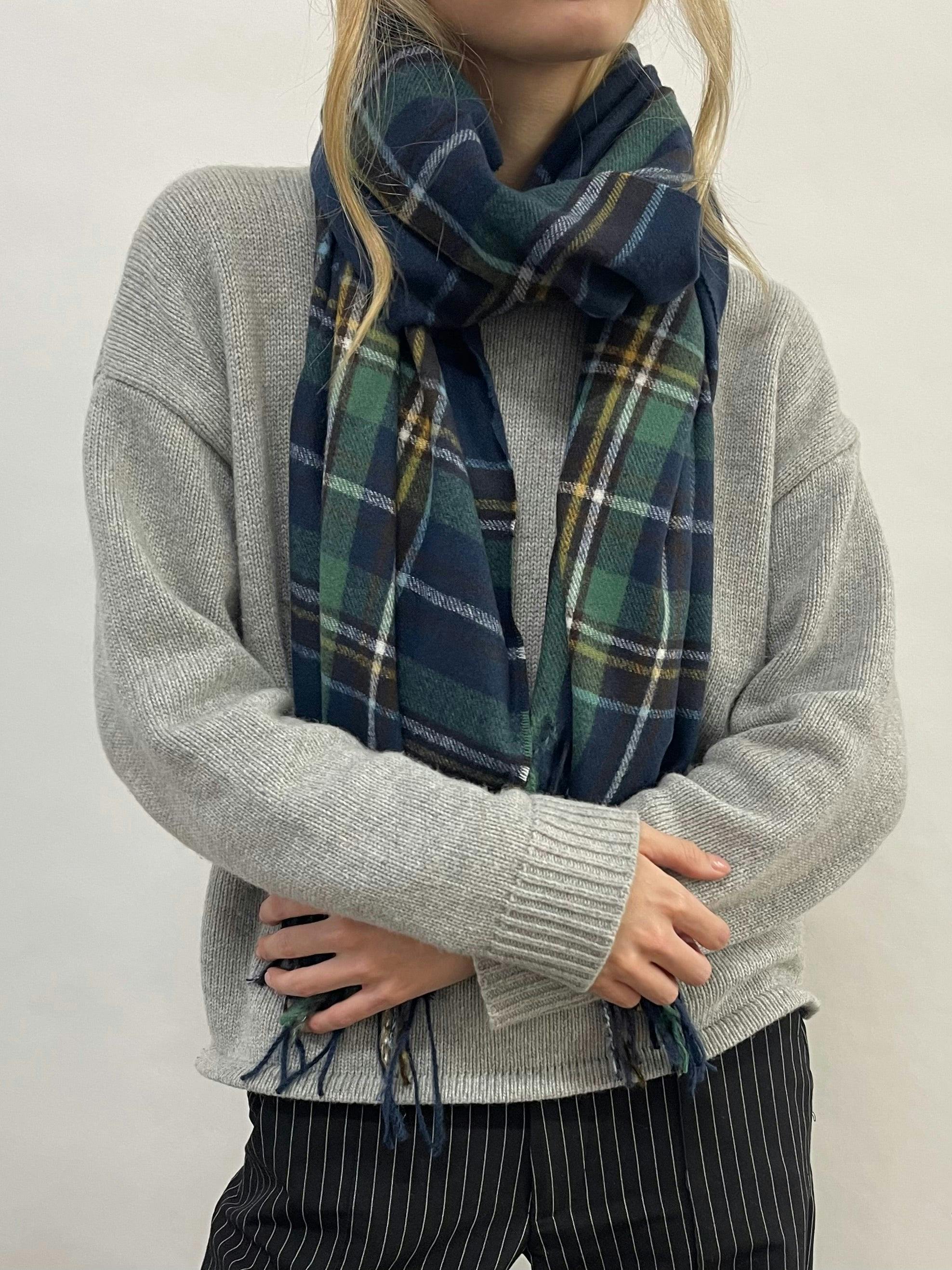 Svnx Blue/Green Tartan Woven With Tassels Multi - One Size