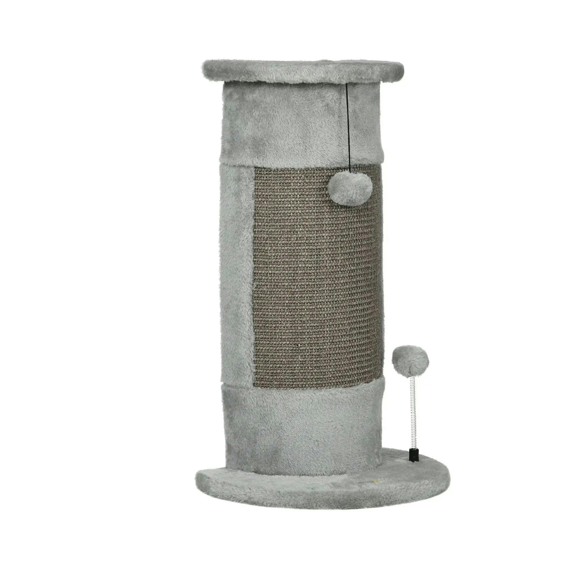 Corner Cat Scratching Post 58cm Wall Mounted Sisal Plush With Toy Balls Kitten - Image 6
