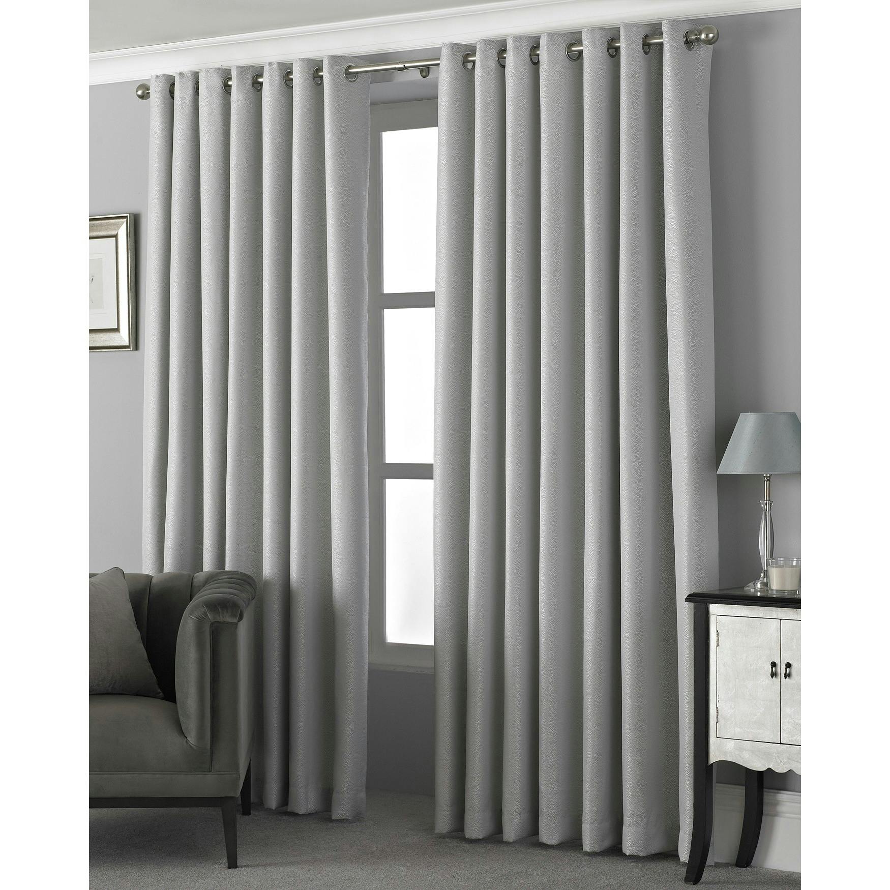Riva Home Silver Pendleton Ringtop Eyelet Curtains - 168 X 137Cm - 100% Polyester