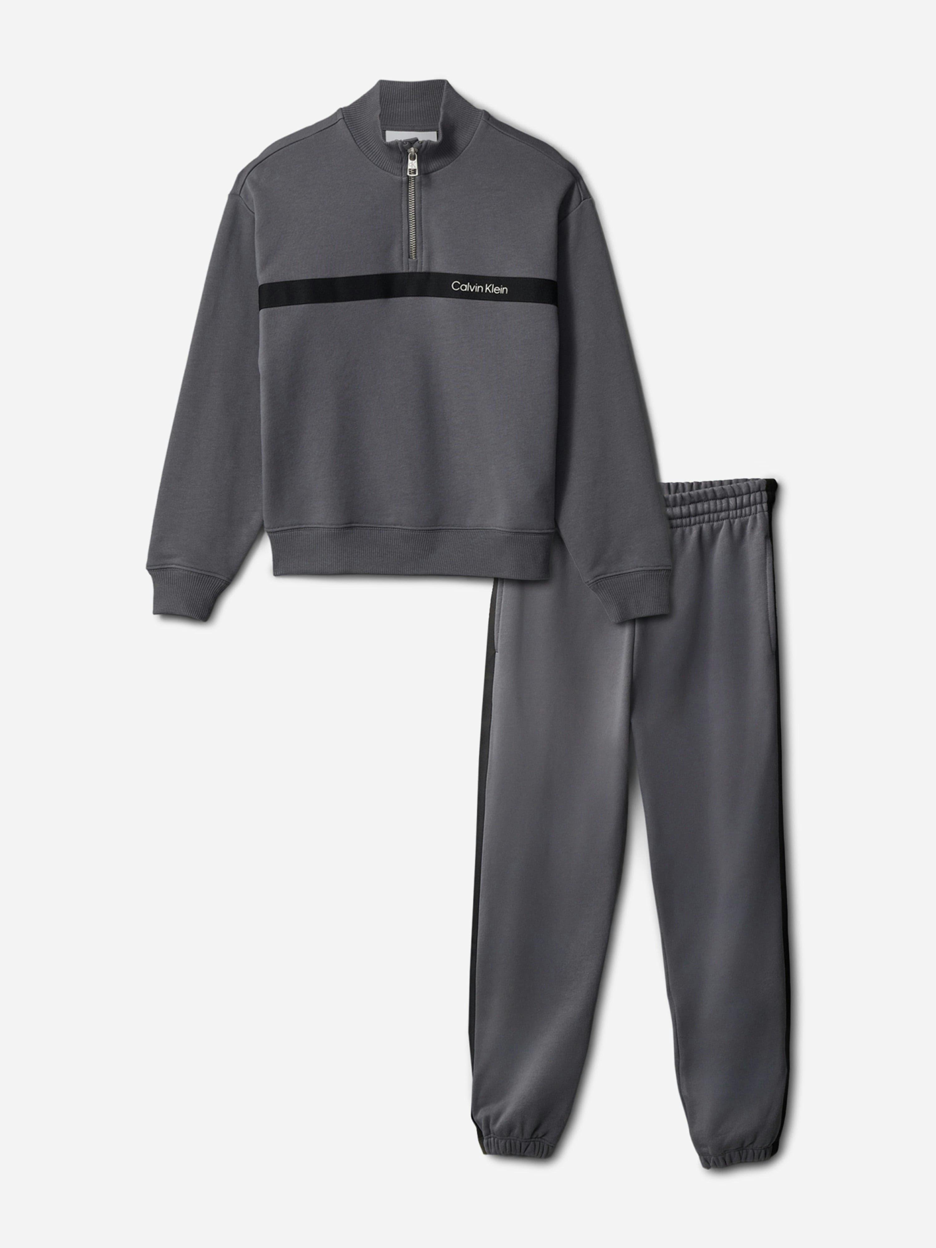 Calvin Klein Boys Grey Half Zip Tape Tracksuit In - 6 Yrs