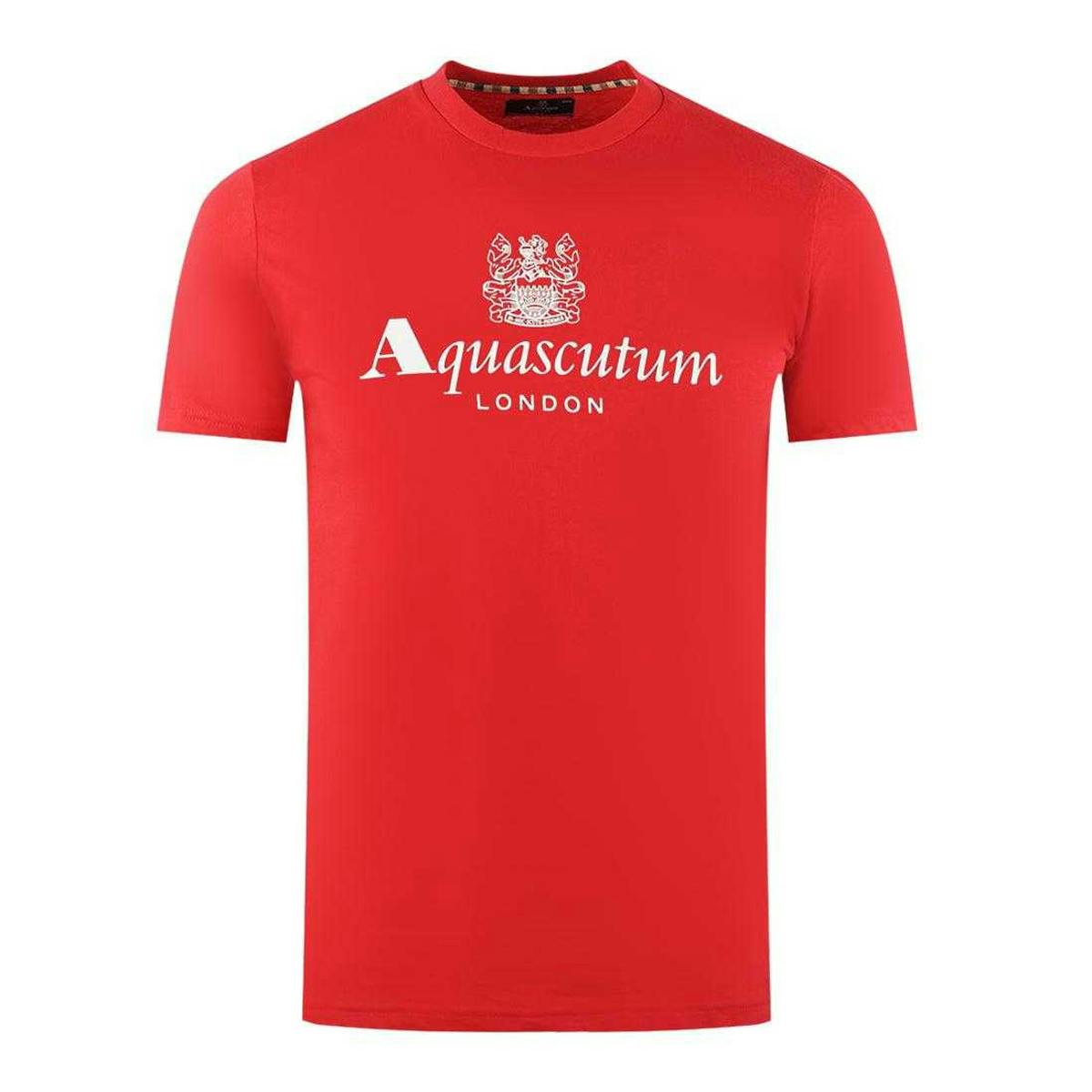 Aquascutum Men's Red London Aldis Logo T-Shirt - M - 100% Cotton