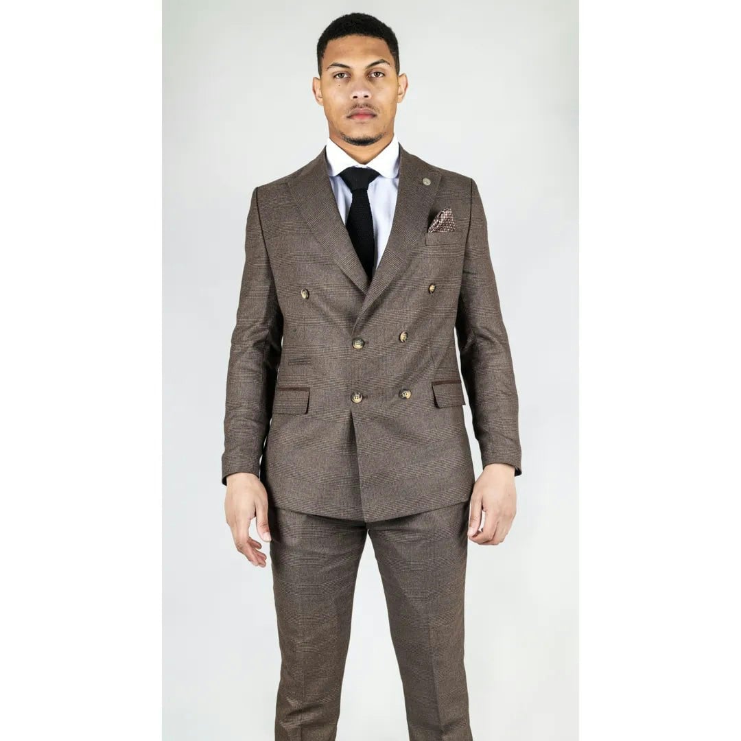 Truclothing Men's Brown Stz92 - Double Breasted 2 Piece Suit - 50" Jacket 44" Trousers