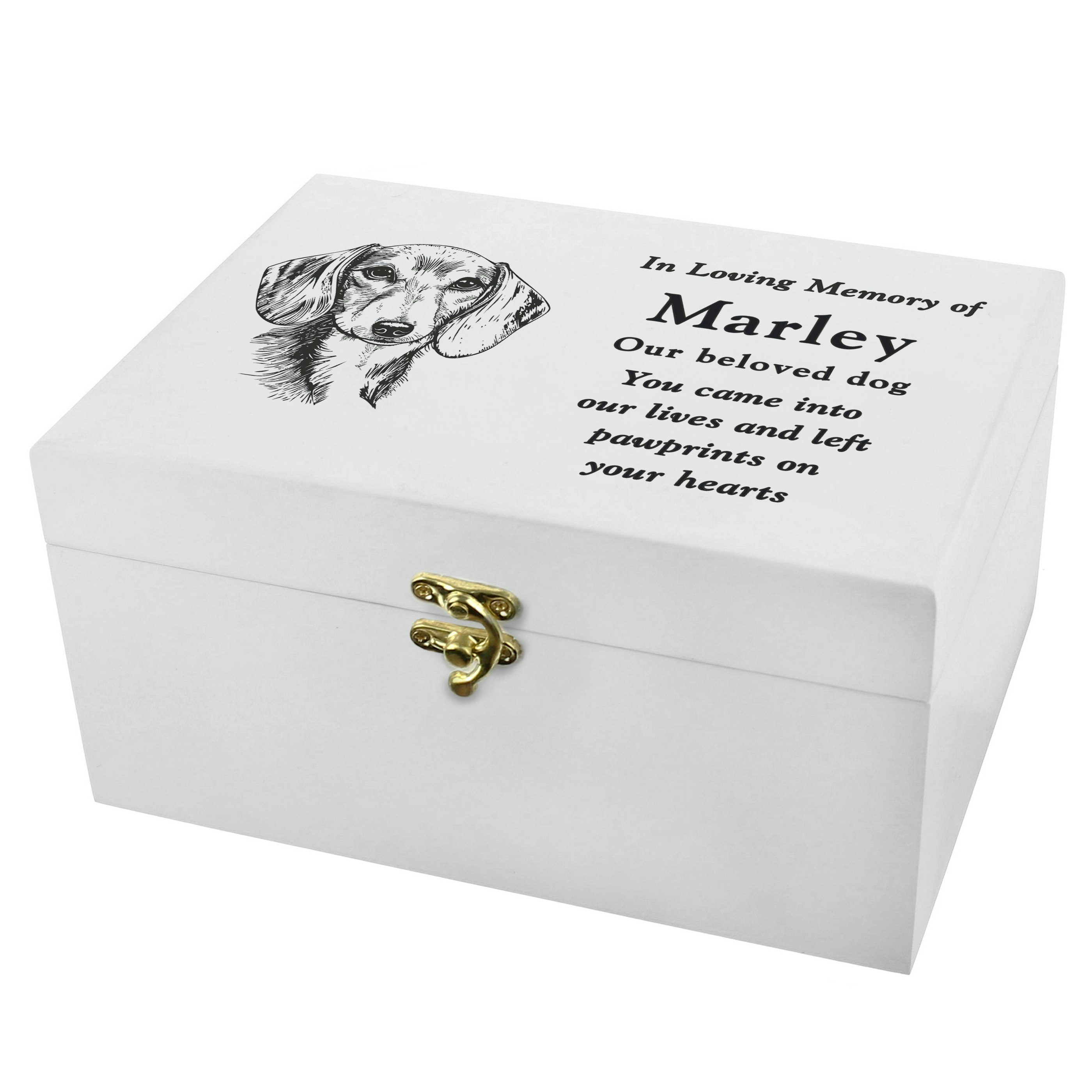 Personalised Memento Company Grain/Golden Personalised Dog Breed Memorial Small Keepsake Box