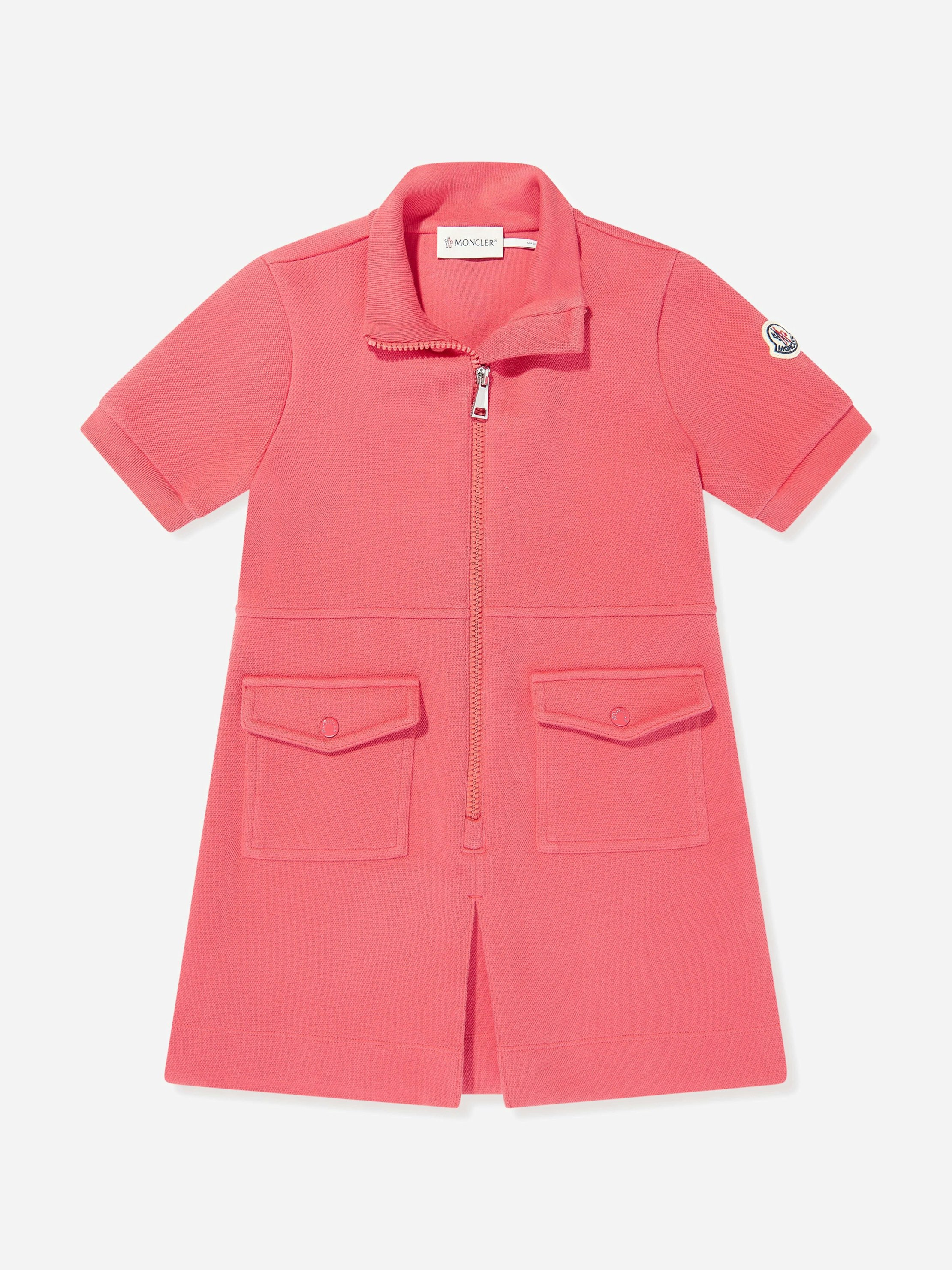 Moncler Enfant Girls Red Zip Up Dress In - 8 Yrs