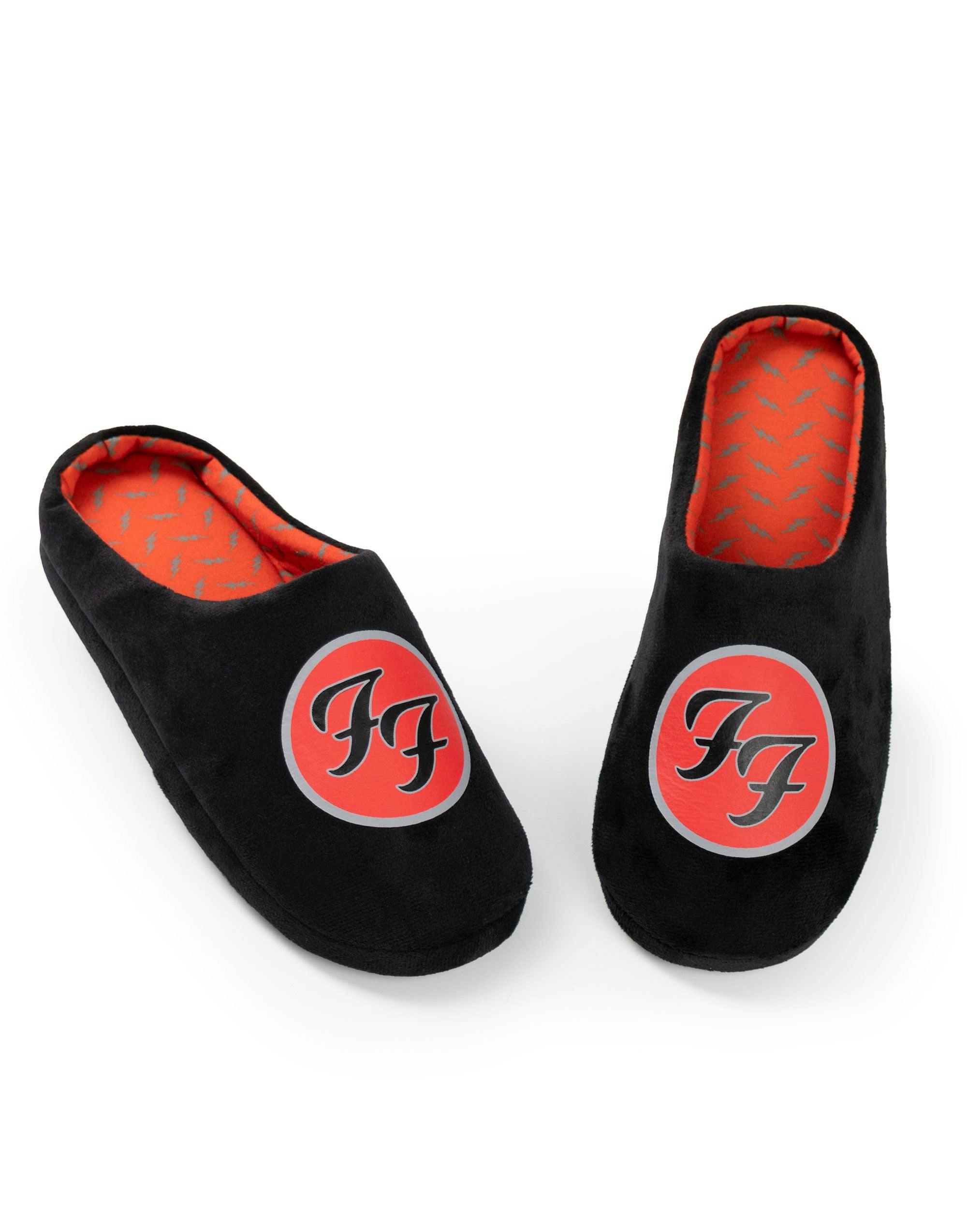 Vanilla Underground Men's Black Foo Fighters Logo Mule Slippers - 7-8 Uk