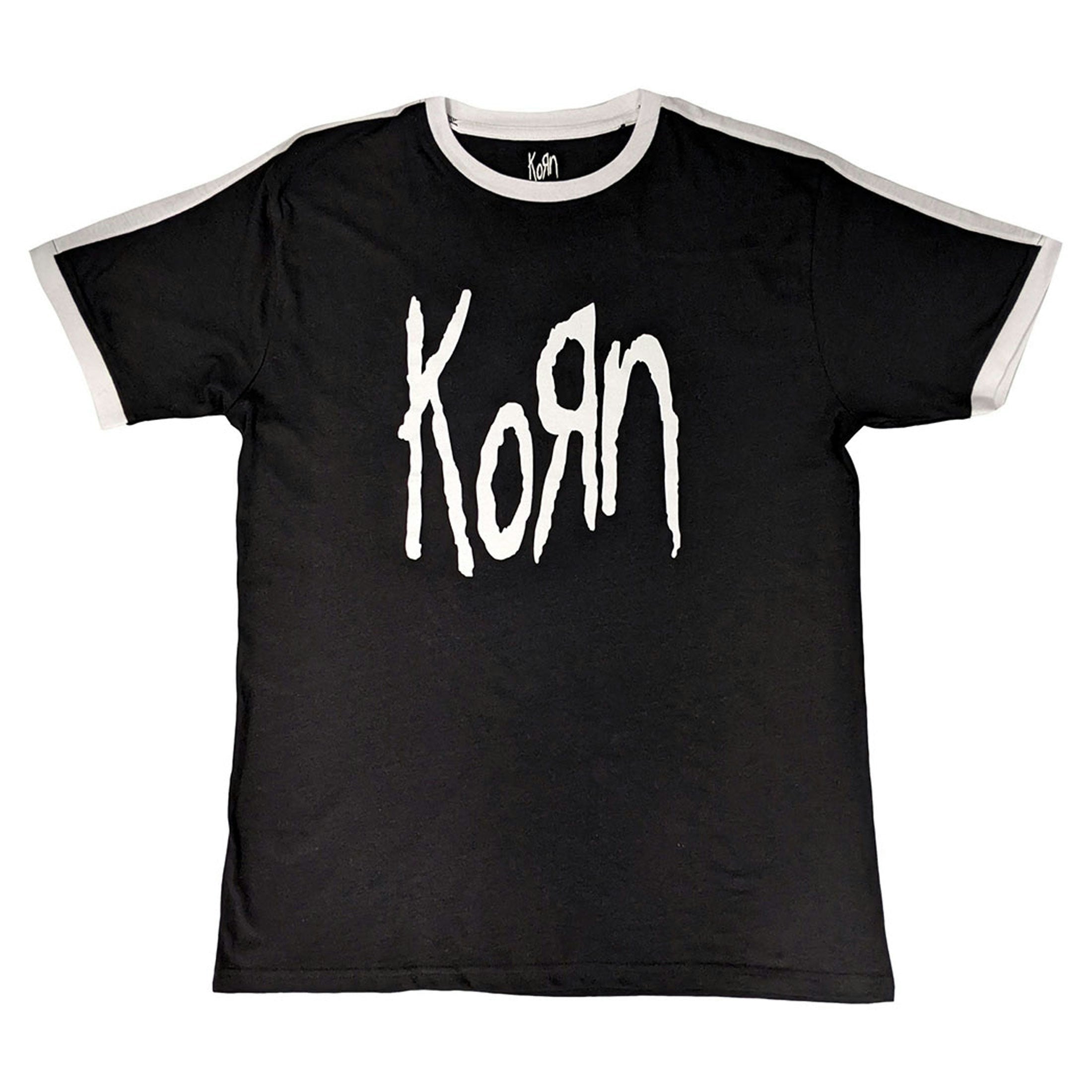 Paradiso Clothing Unisex Black Korn Band Logo Ringer T Shirt - Xl