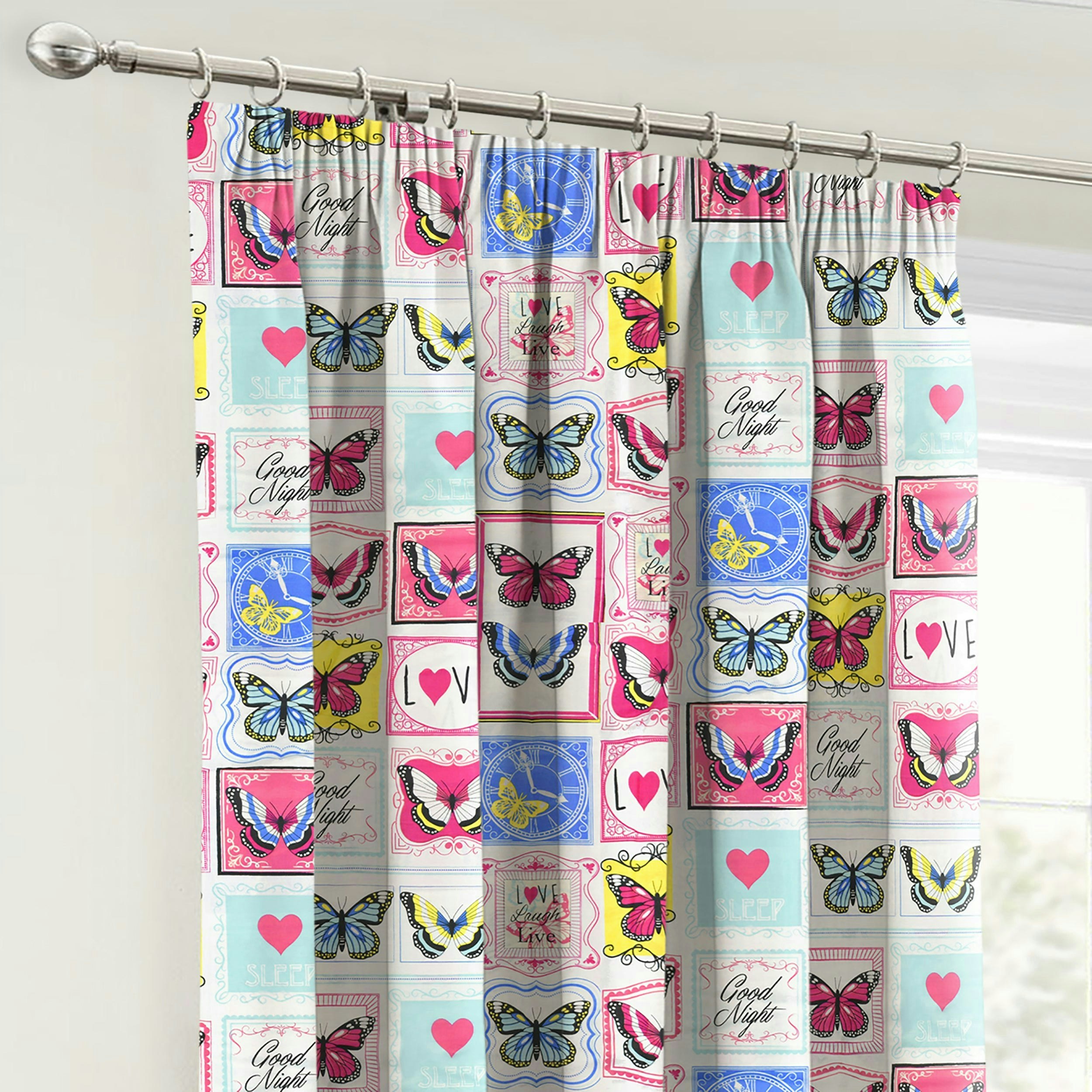 Velosso Light Butterfly Maison Pencil Pleat Curtains - 168Cm X 183Cm - Multi