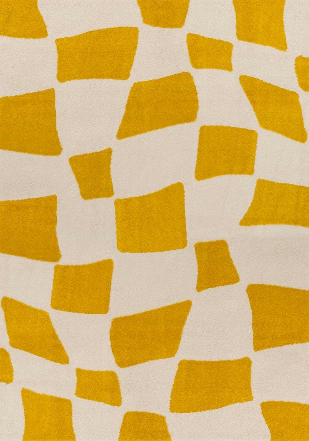 Rackhams Yellow/White Joli Checkered & Rug - 120X170 Cm
